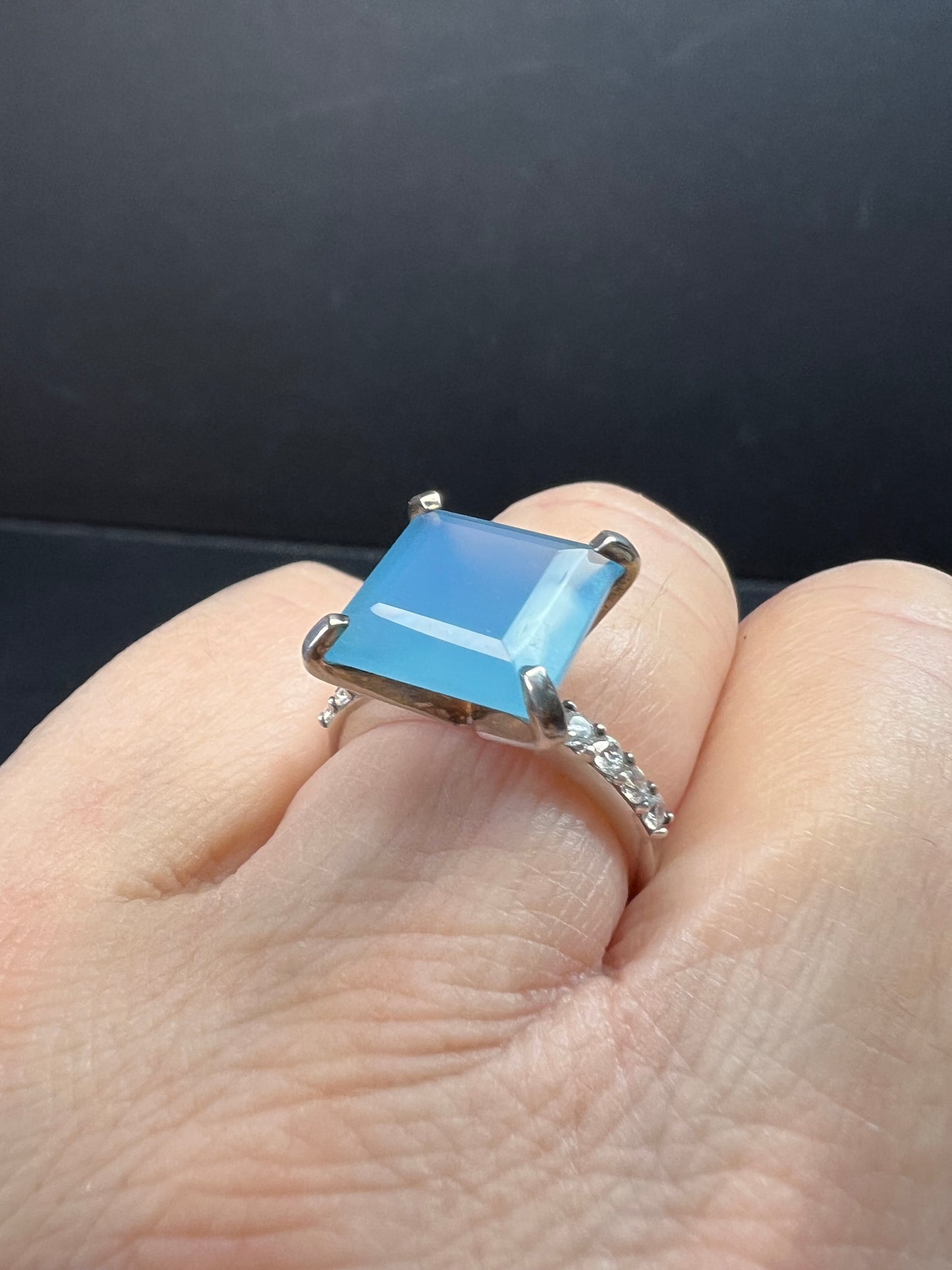 NEW with tag blue chalcedony sterling silver ring size 7
