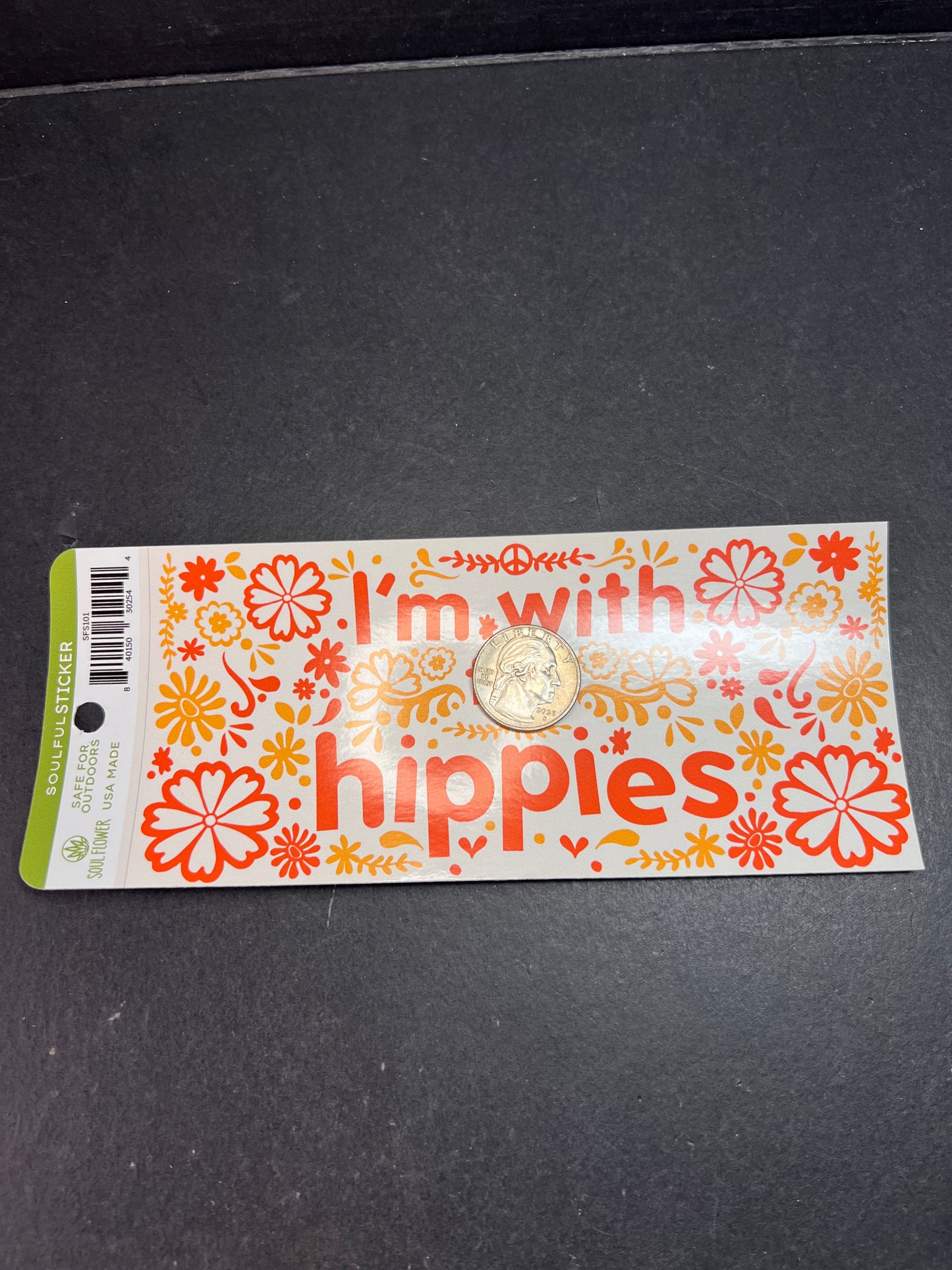 🌼 “I’m With Hippies” Soul Sticker – Retro Floral Vibes