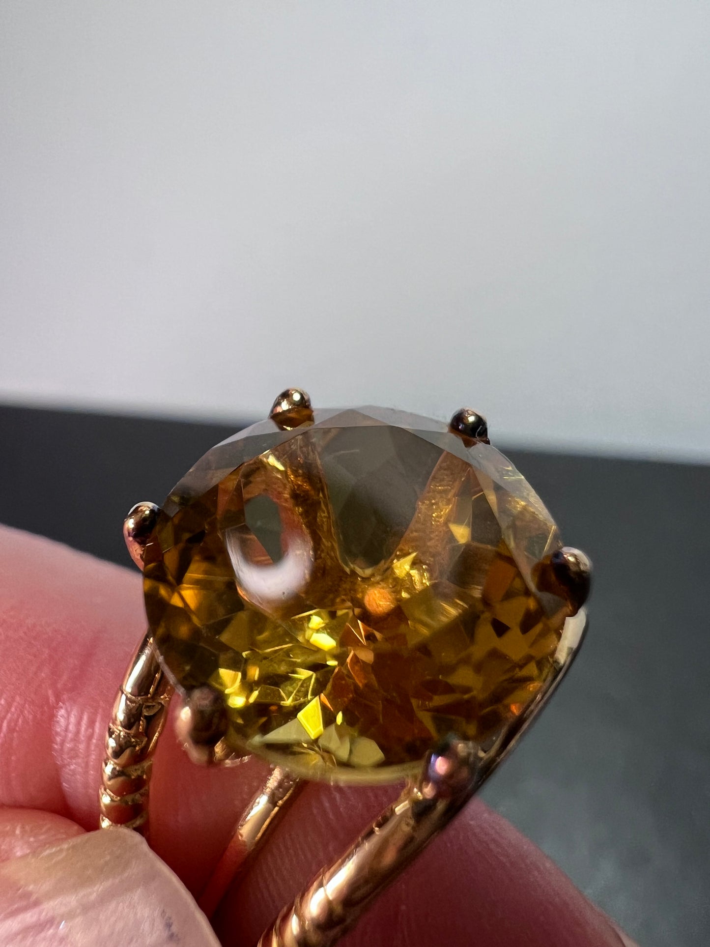 Golden spinel vermeil ring size 9