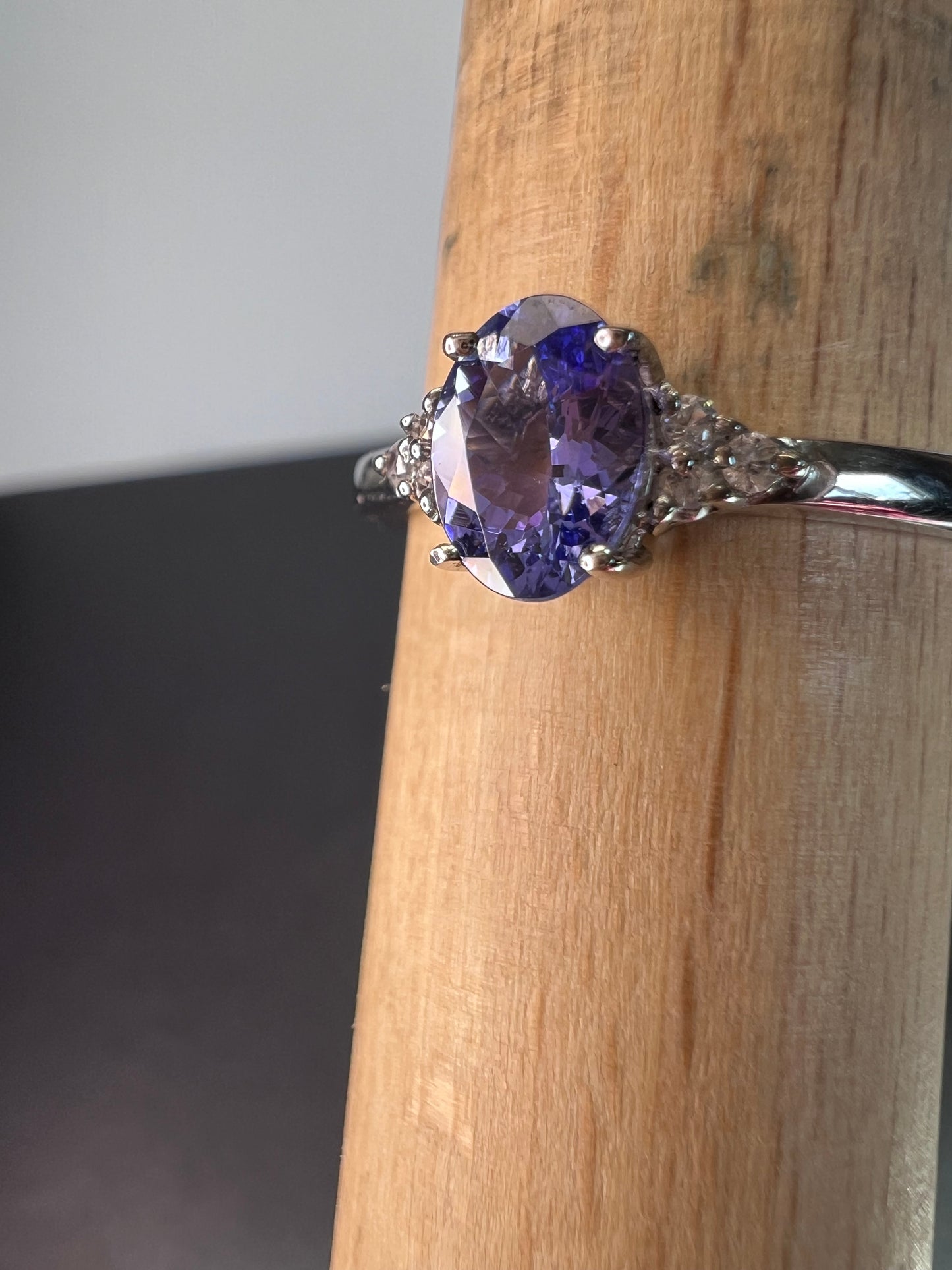 Tanzanite, Cambodian Zircon Ring in Platinum Over Sterling Silver, Fashion Rings For Women 1.10 ctw size 9