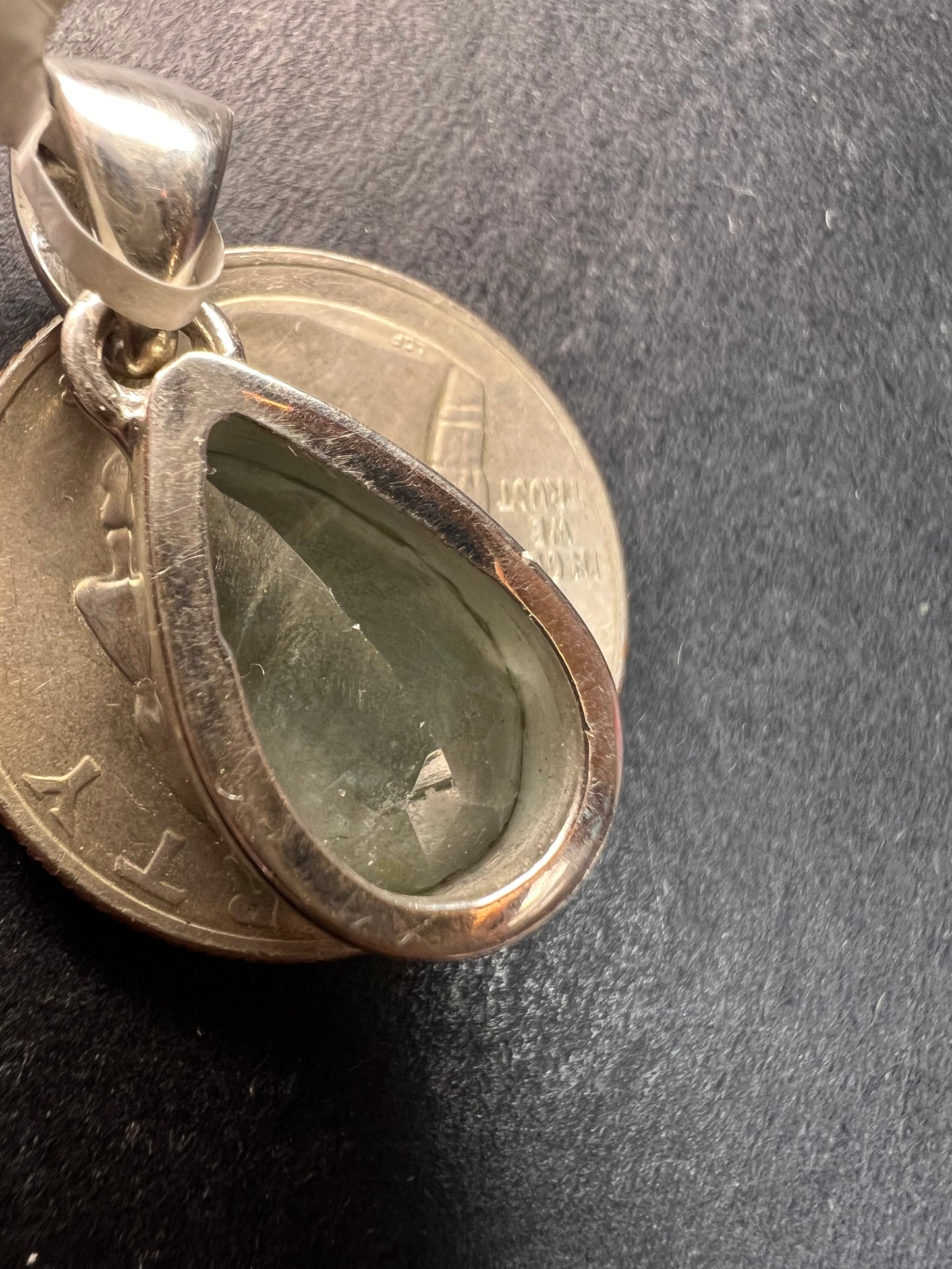 NEW Aquamarine sterling silver teardrop pendant