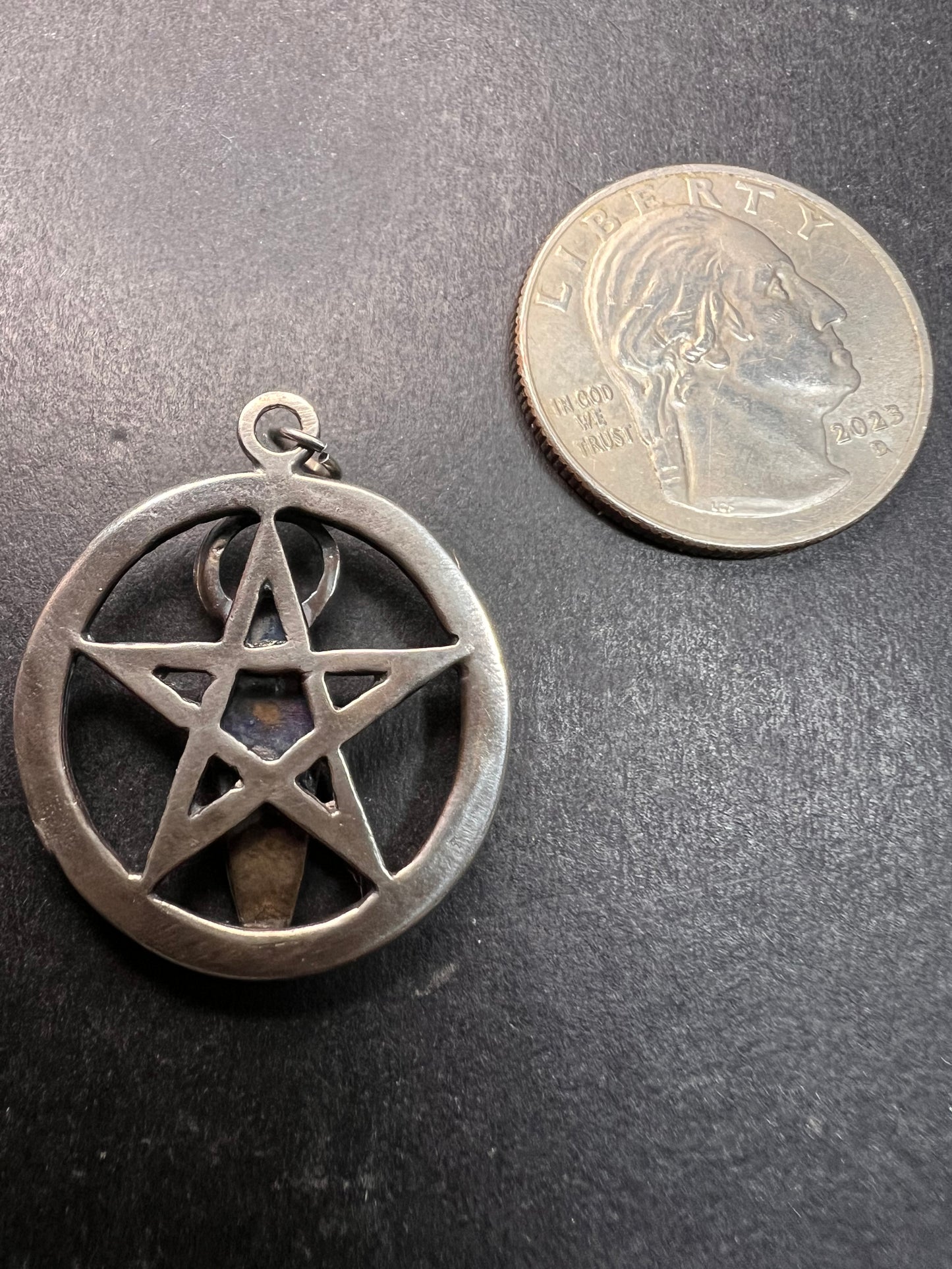 Sterling Silver Goddess Pentagram Pendant Dead Stock Vintage Pagan Wiccan Jewelry