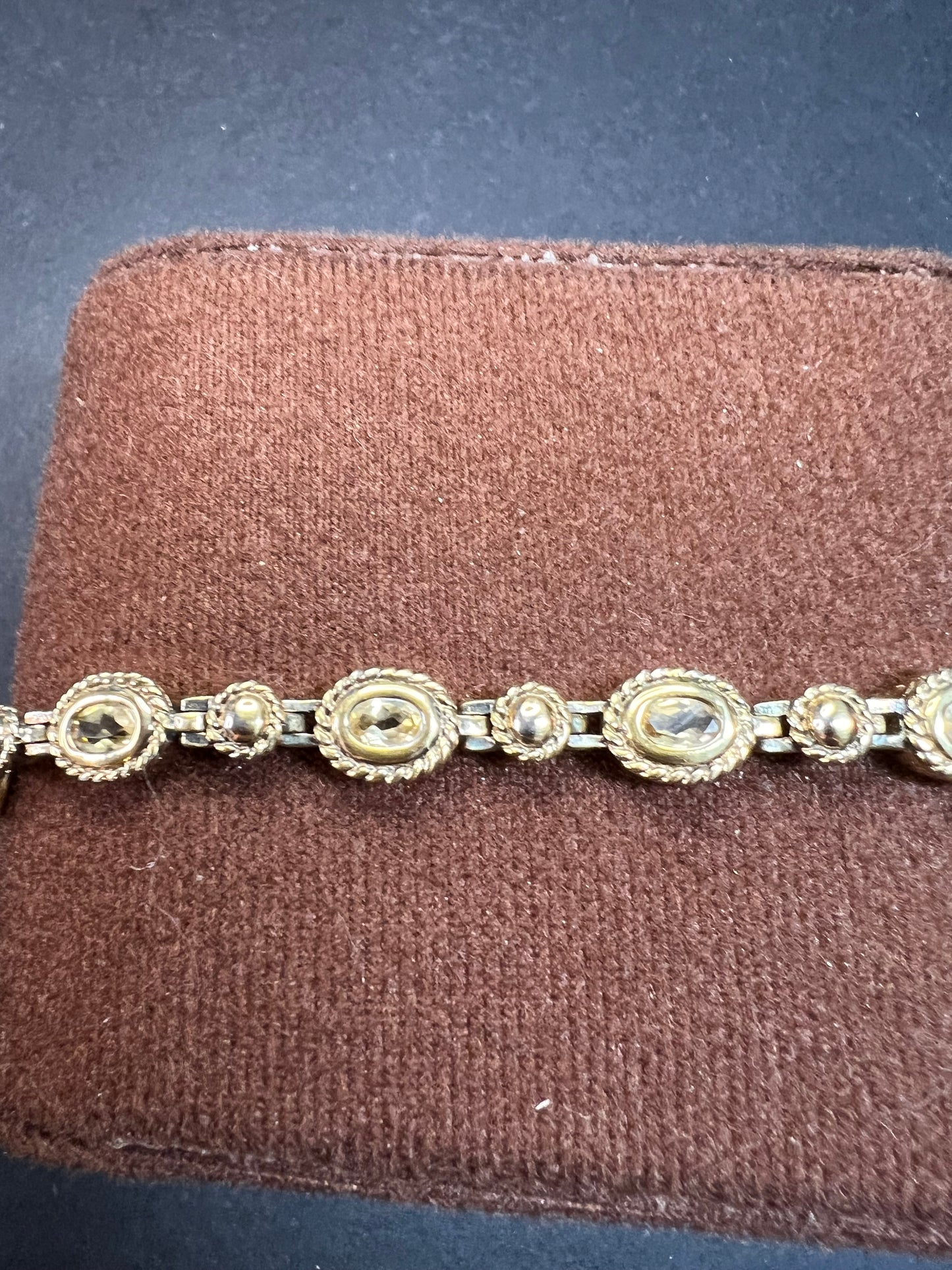 Vintage citrine tennis bracelet in yellow gold over sterling silver