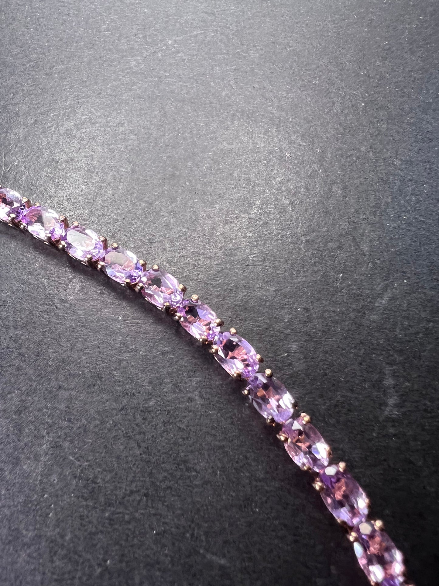 Rose de France amethyst tennis bracelet in 18k rose gold over sterling