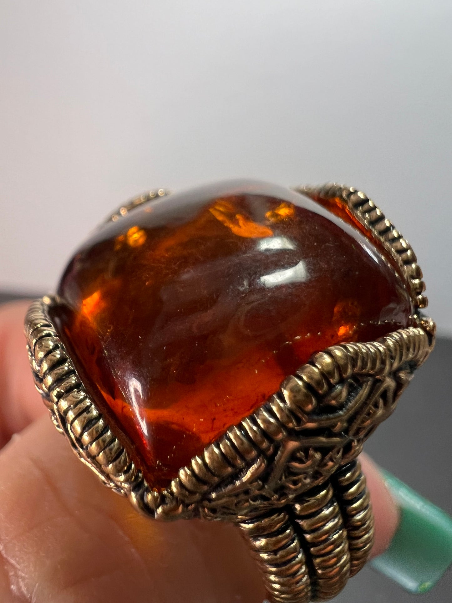 Designer Barse amber brass ring size 9