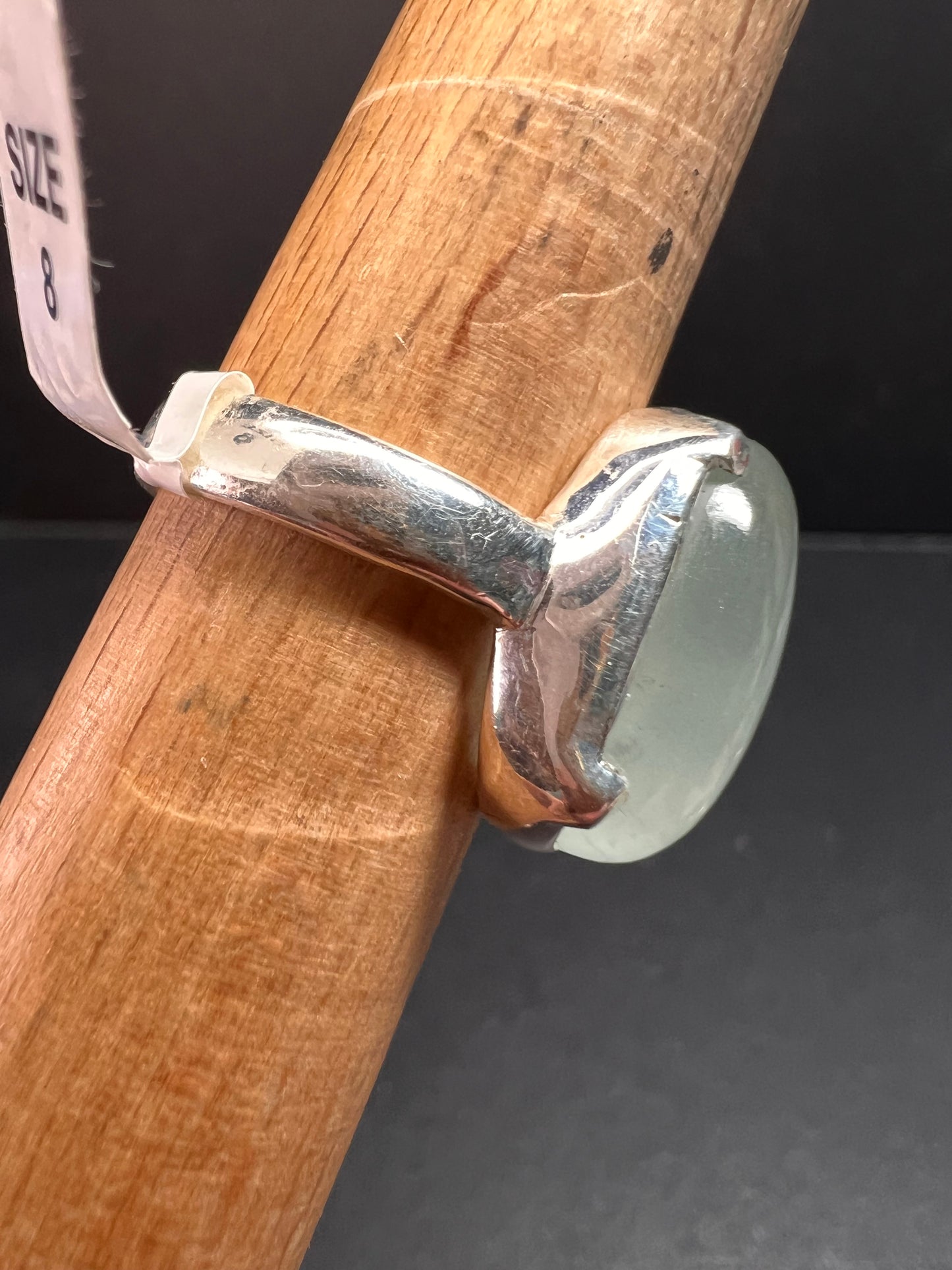 NEW Chatoyant aquamarine sterling silver ring size 8