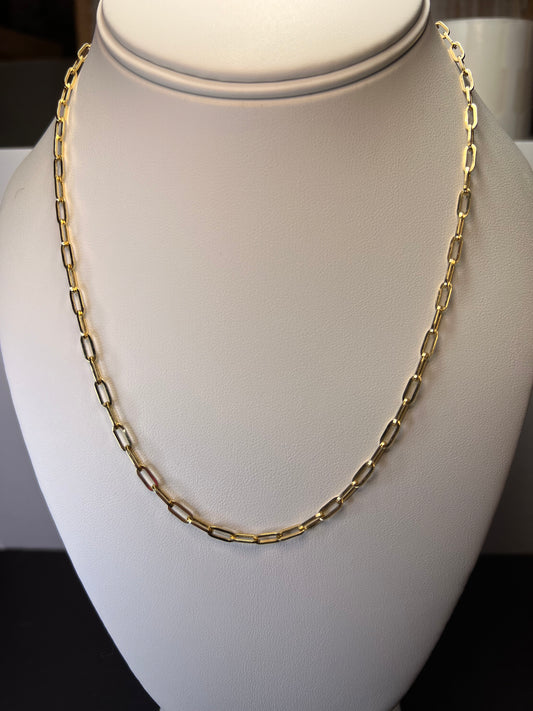 10K Yellow Gold Paper Clip Necklace 18 inches 3.63 Grams