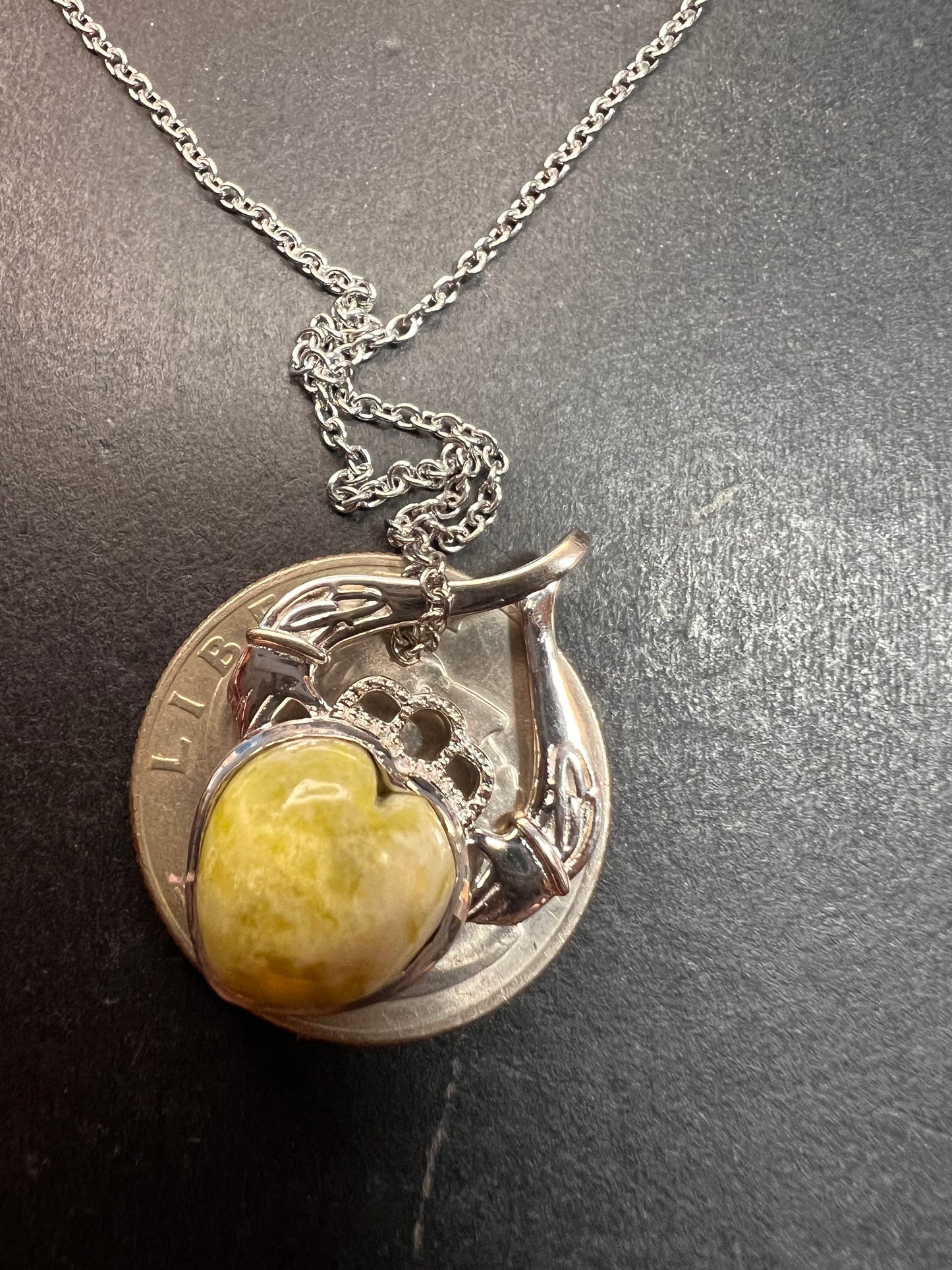 NEW Connemara marble claddagh pendant in sterling silver