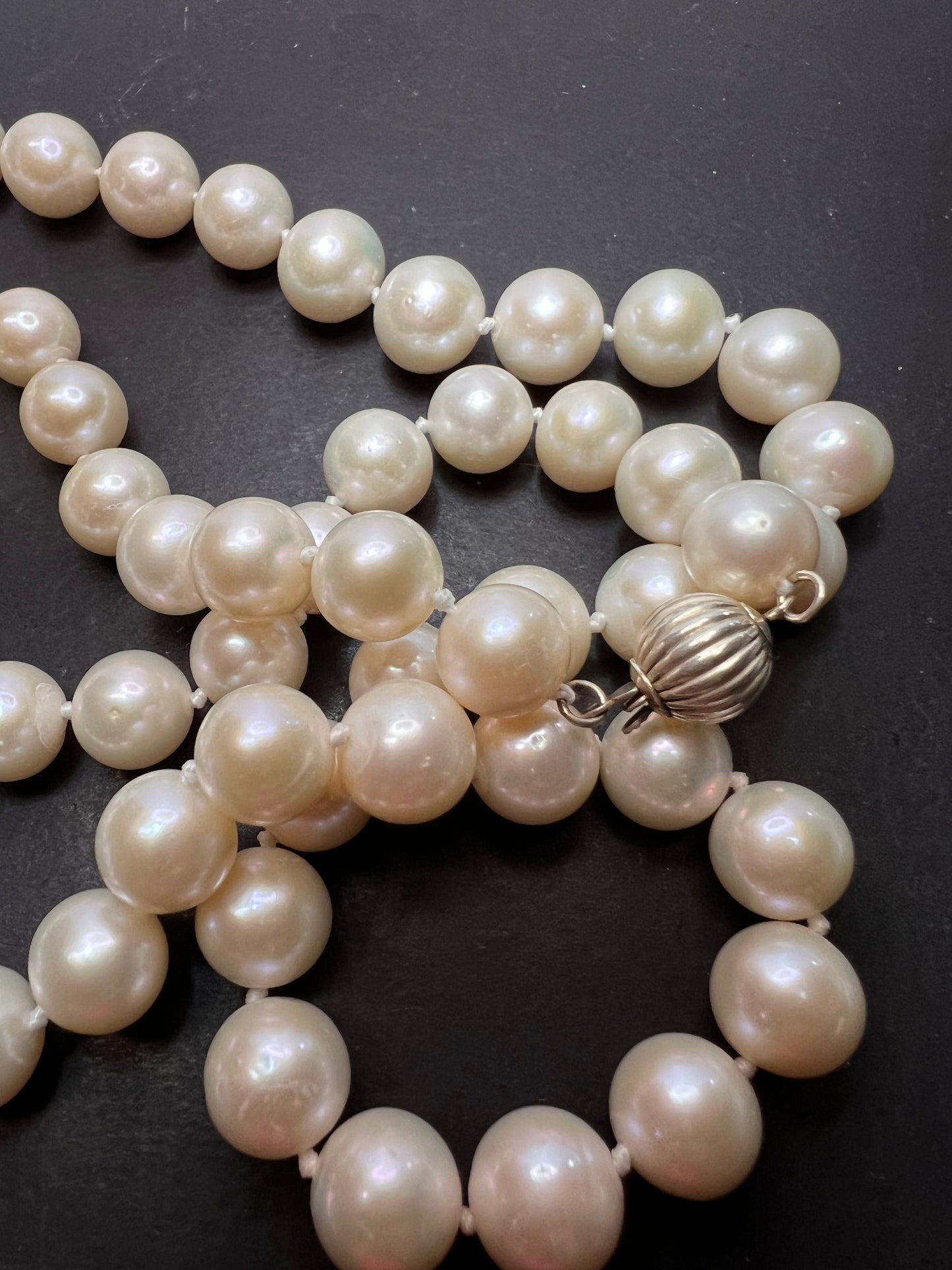 10-11mm white cultured pearl 36 inch necklace with sterling silver clasp