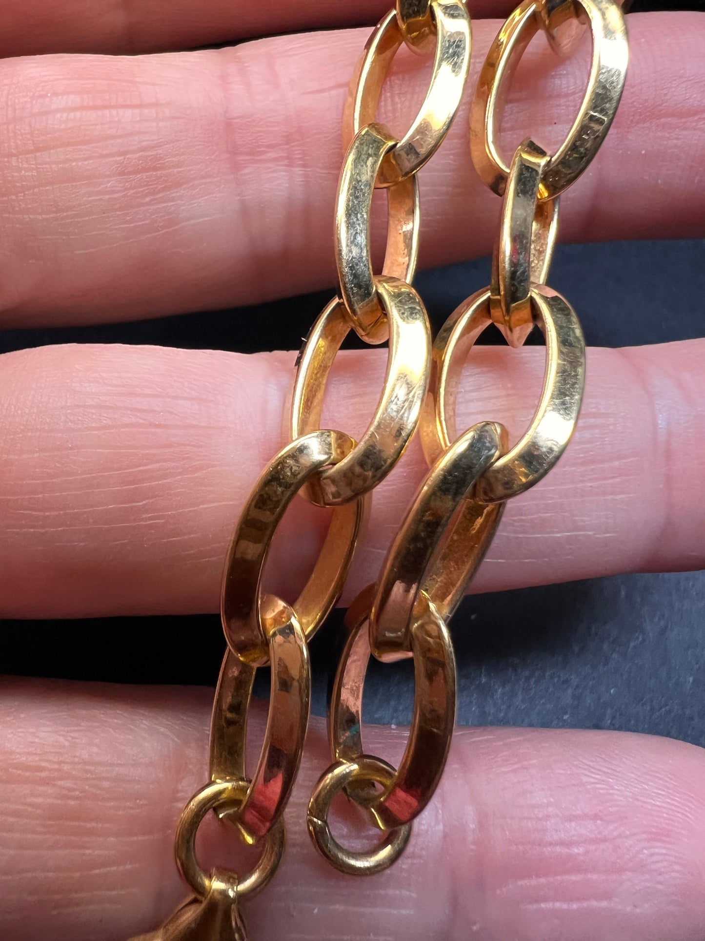 Yellow gold over bronze link bracelet 8 inches