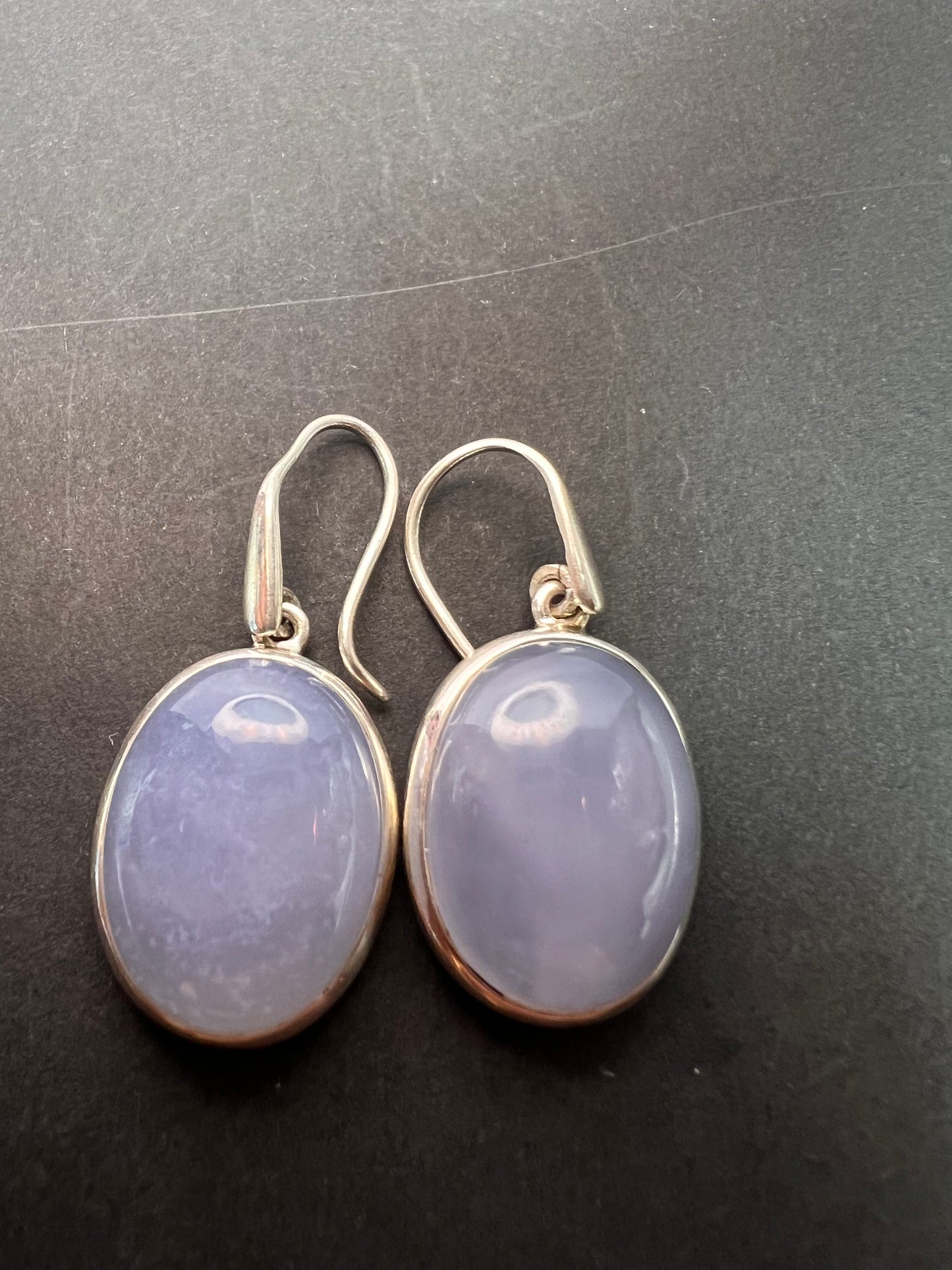 NEW blue chalcedony sterling silver dangle earrings 10.88 grams