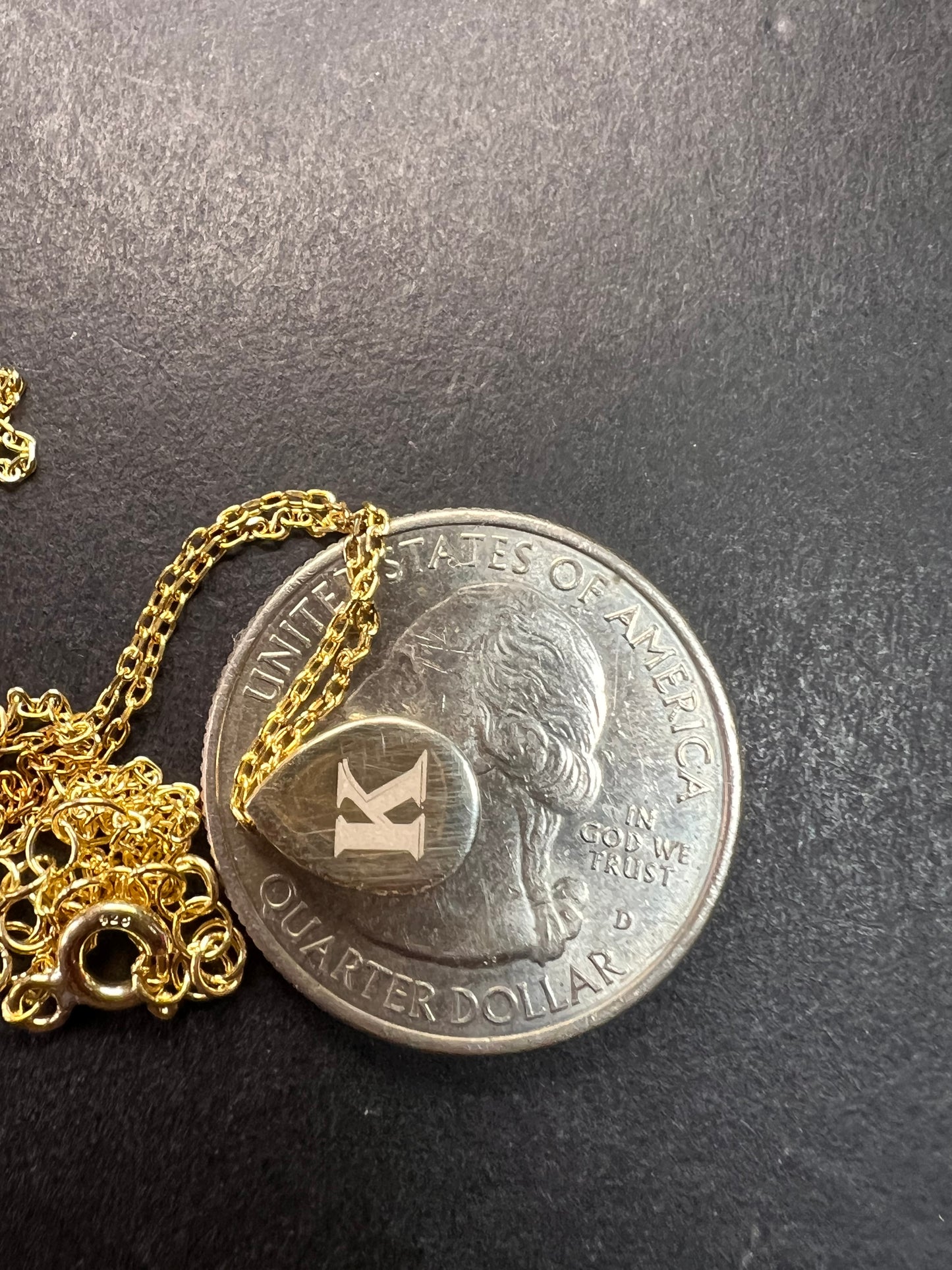 NEW sterling silver initial K pendant and chain 16 inch necklace