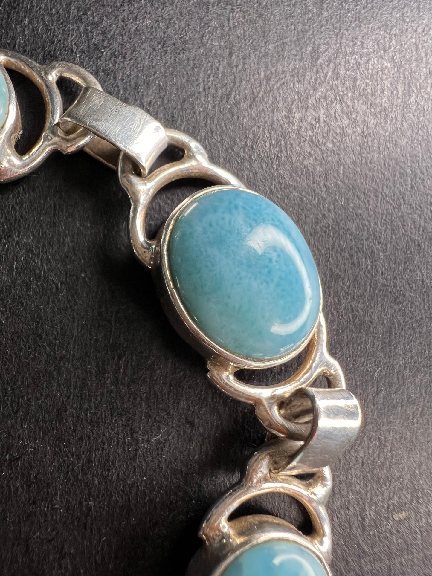 Vintage larimar sterling silver 7.5 inch bracelet
