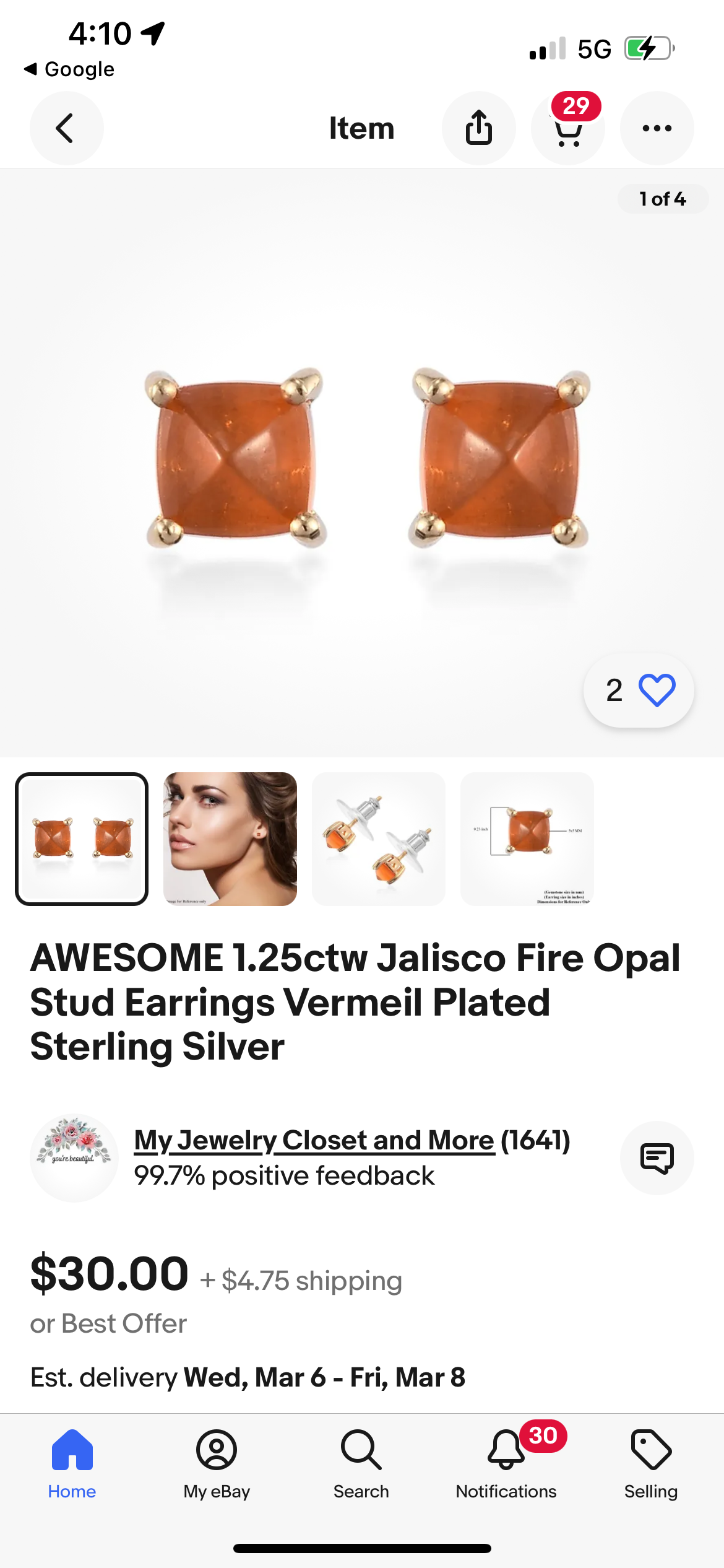 Jalisco fire opal vermeil stud earrings