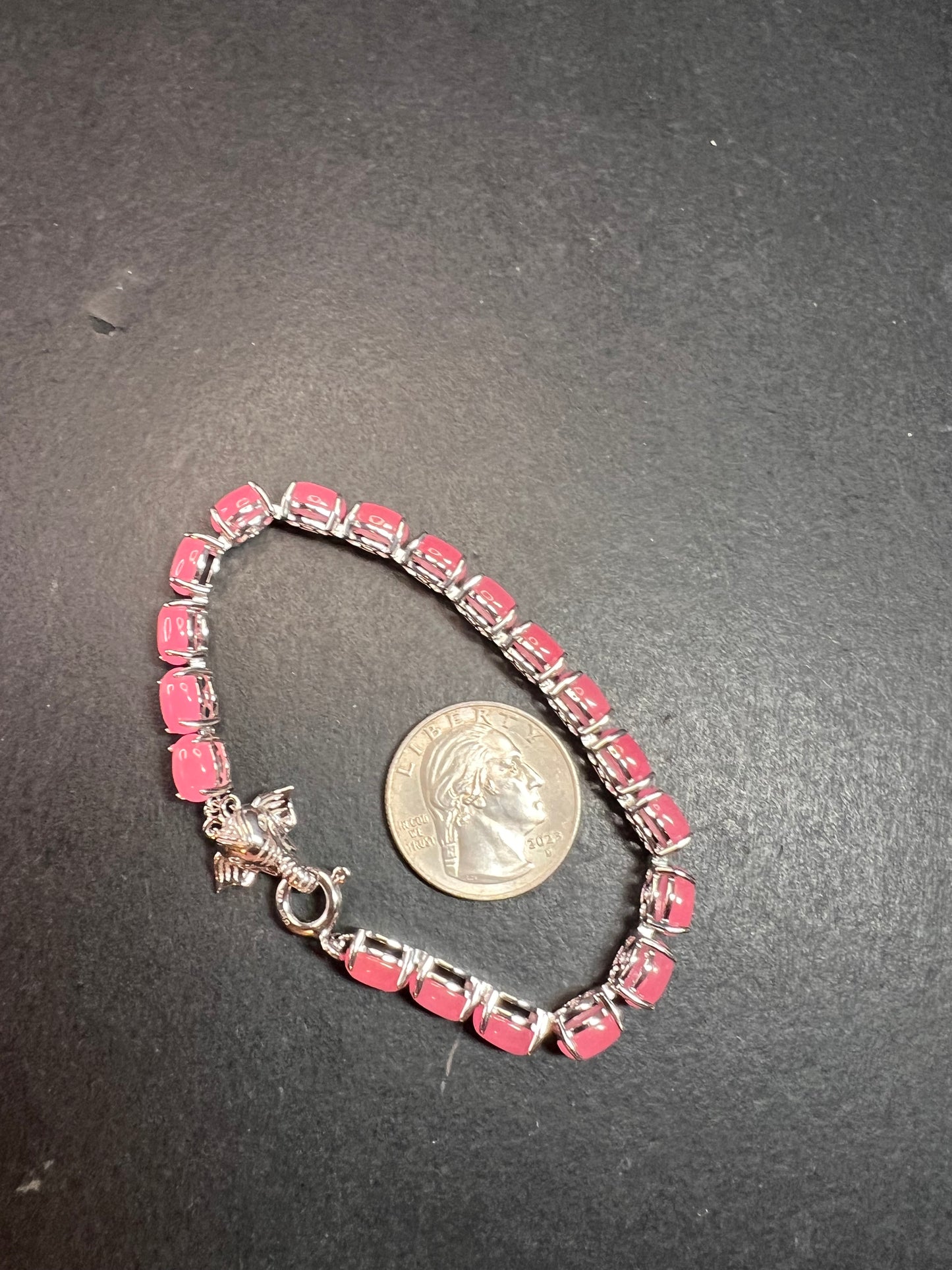 NEW Pink Jade sterling silver elephant tennis bracelet