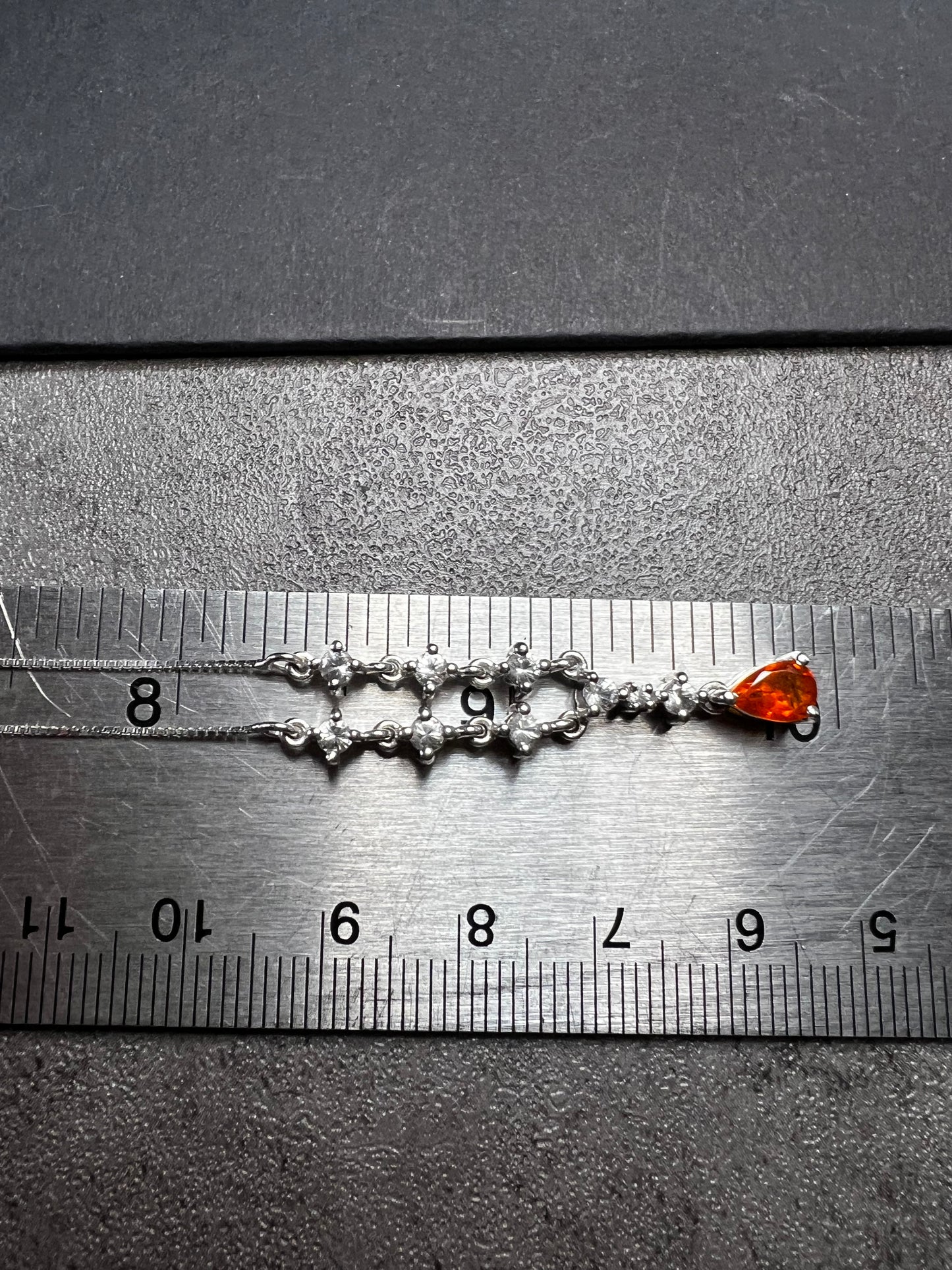 Vintage Sterling Silver Mexican Fire Opal & White Topaz Y Necklace