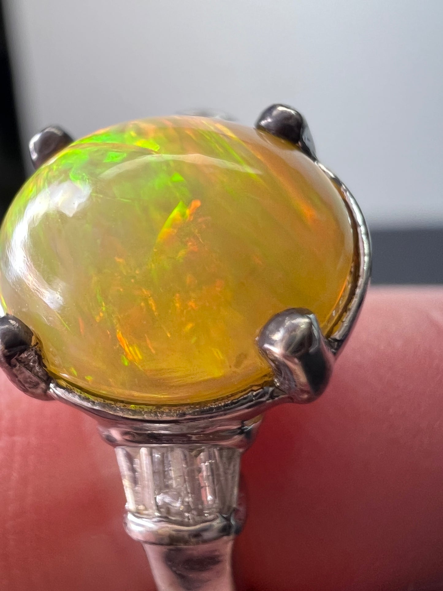 Ethiopian welo opal and diamond ring size 9