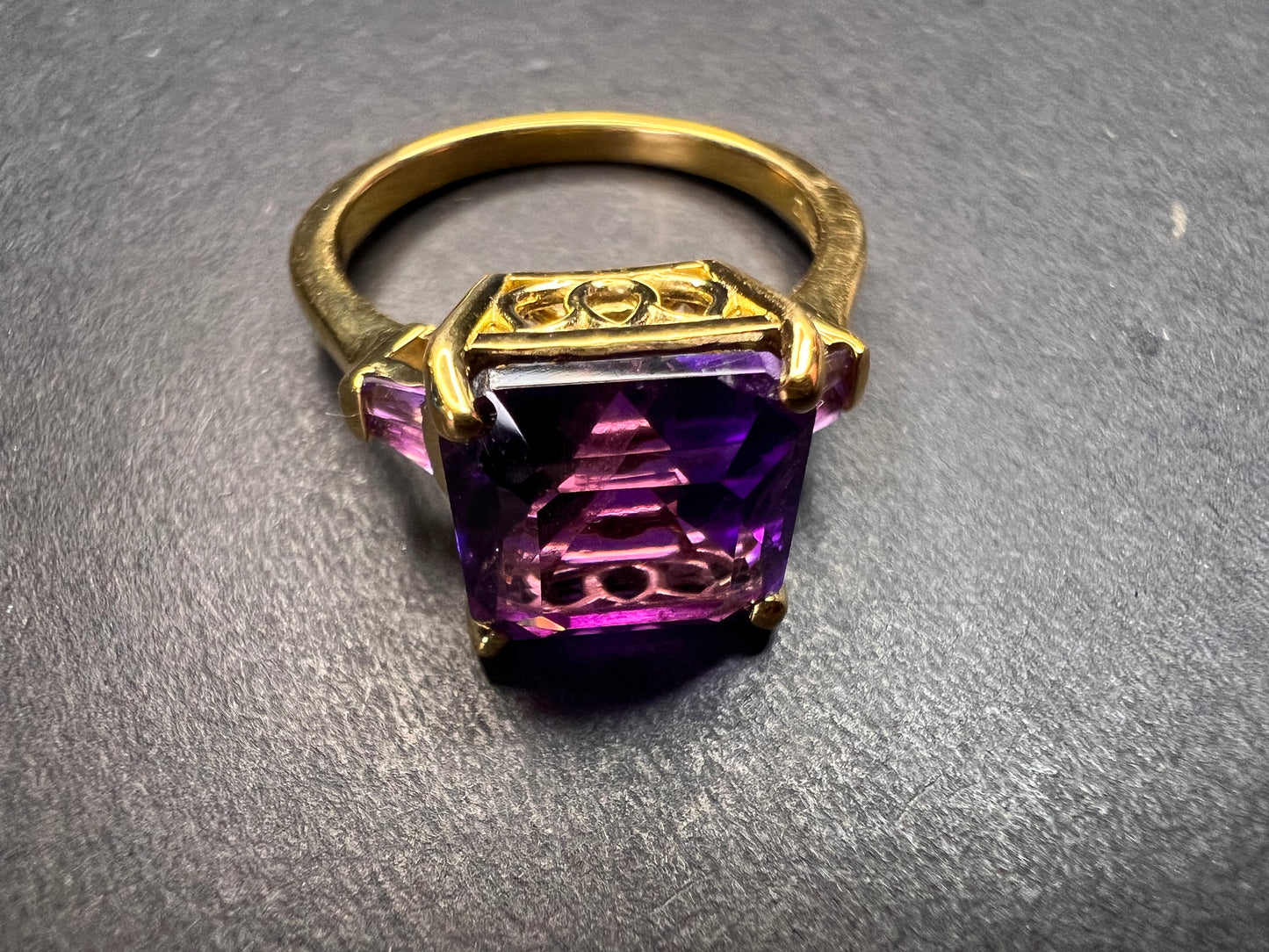 NEW African amethyst ring in vermeil yellow gold size 9