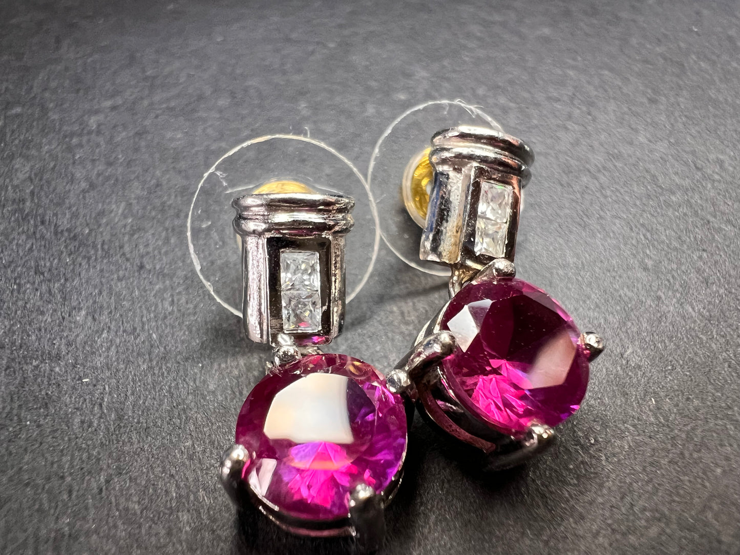 Lab purple sapphire and topaz sterling silver earrings