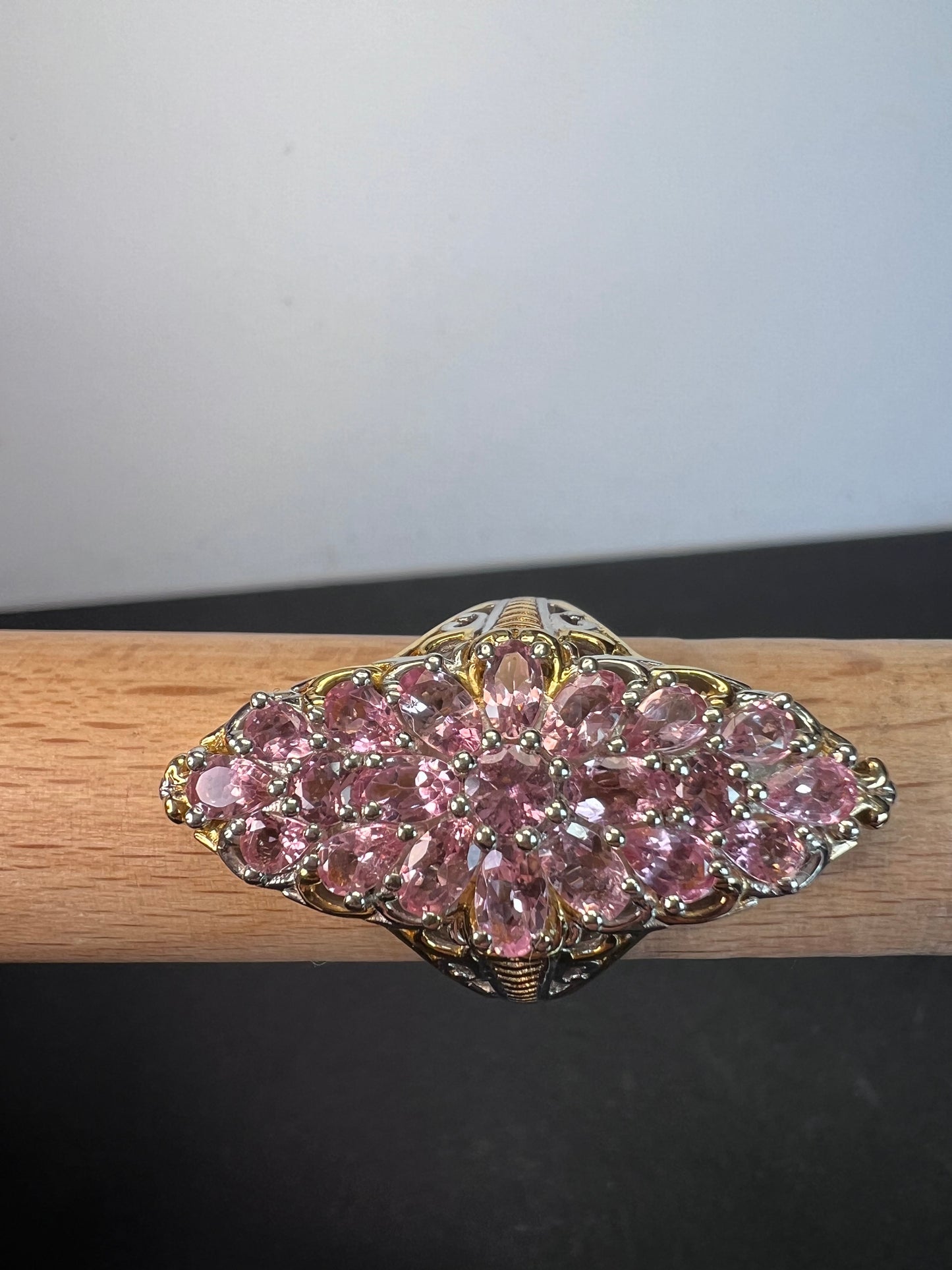 Pink tourmaline vintage vibes statement ring size 10