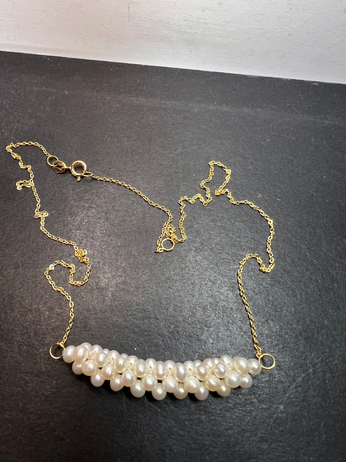 White Cultured Freshwater Pearl 14k Yellow Gold Over Sterling Silver Necklace *NEW*