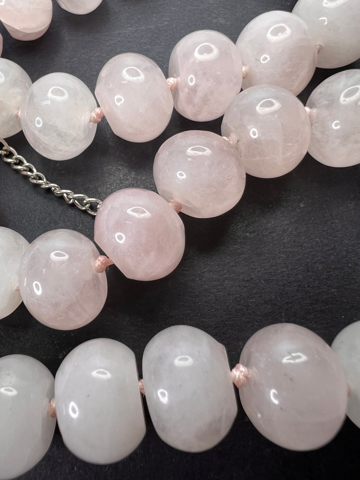 Rose quartz knotted necklace