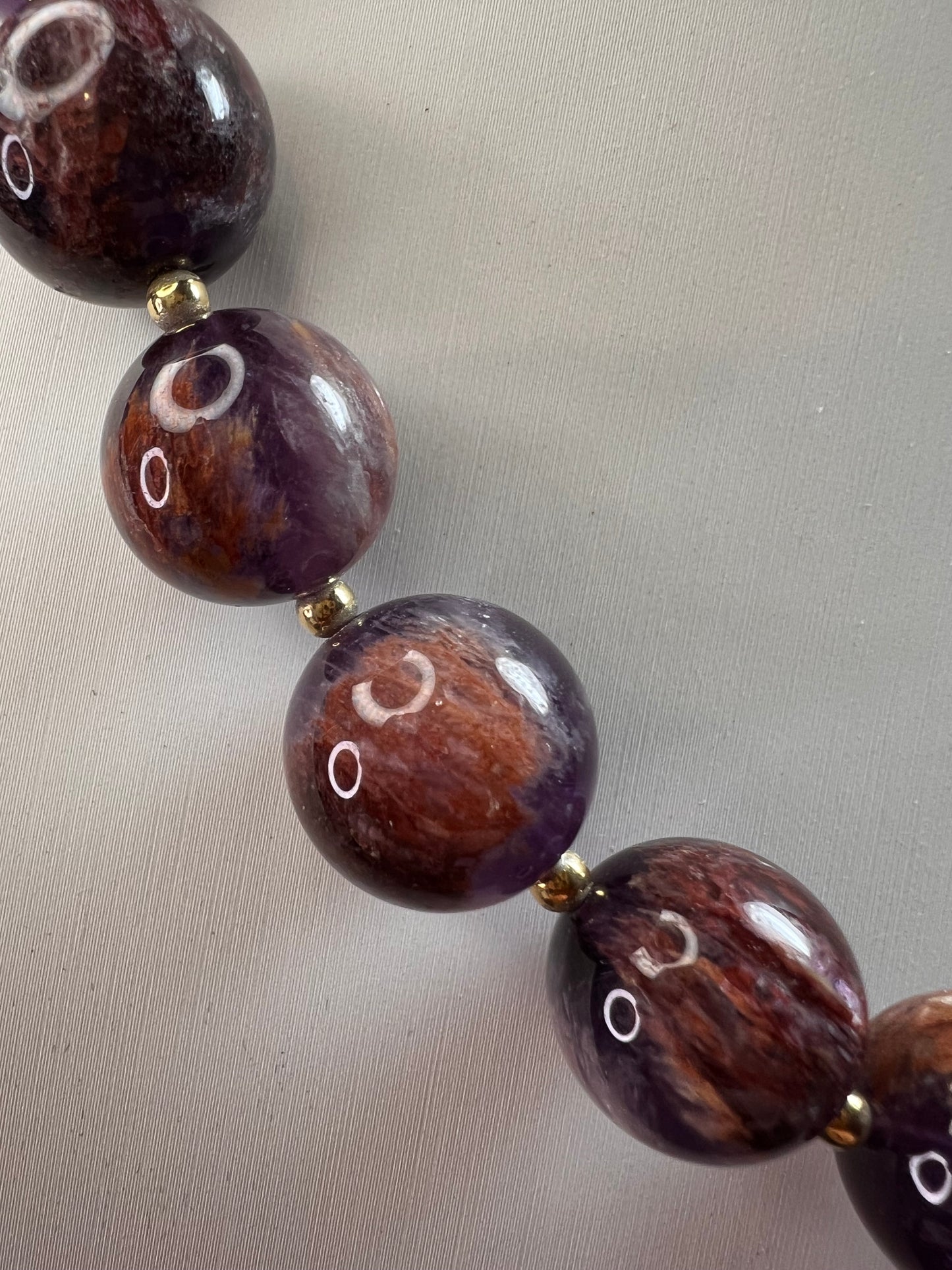 NEW Cacoxenite in amethyst graduated beaded necklace with gold vermeil