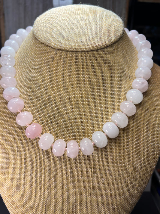 Rose quartz knotted necklace