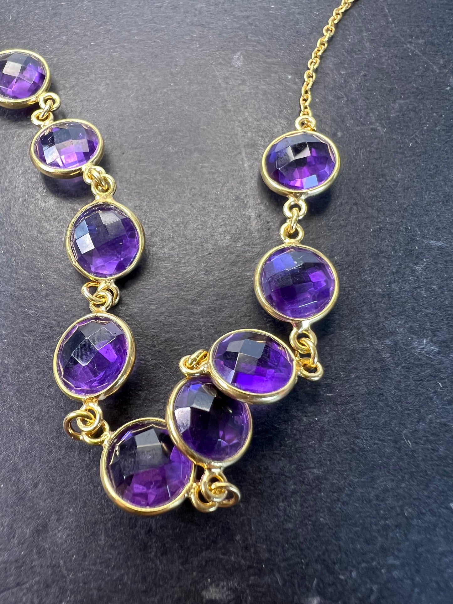 New Purple African Amethyst 18k Yellow Gold Over Sterling Silver Necklace 15.30ctw