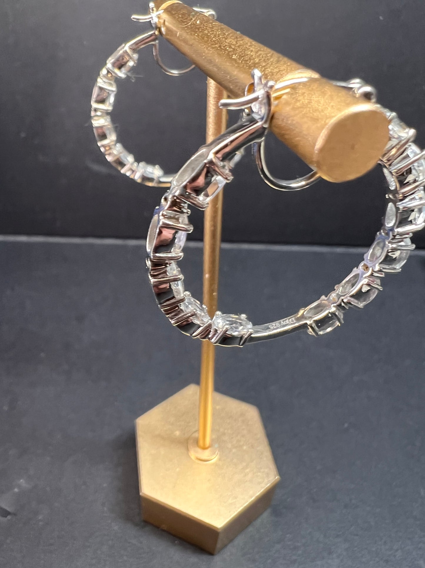 NEW Petalite and zircon inside out hoop earrings in platinum over sterling silver