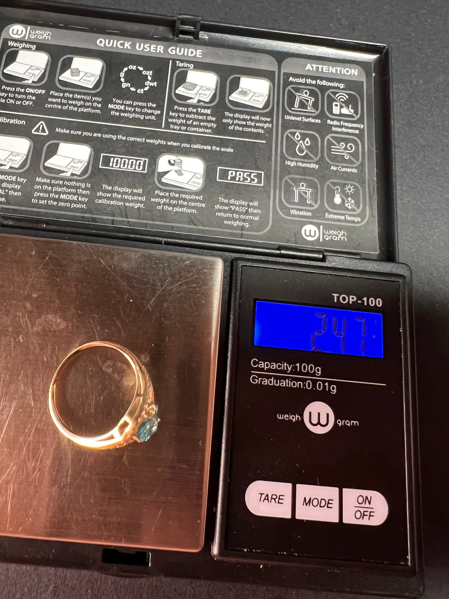 14k gold Paraiba apatite ring size 9