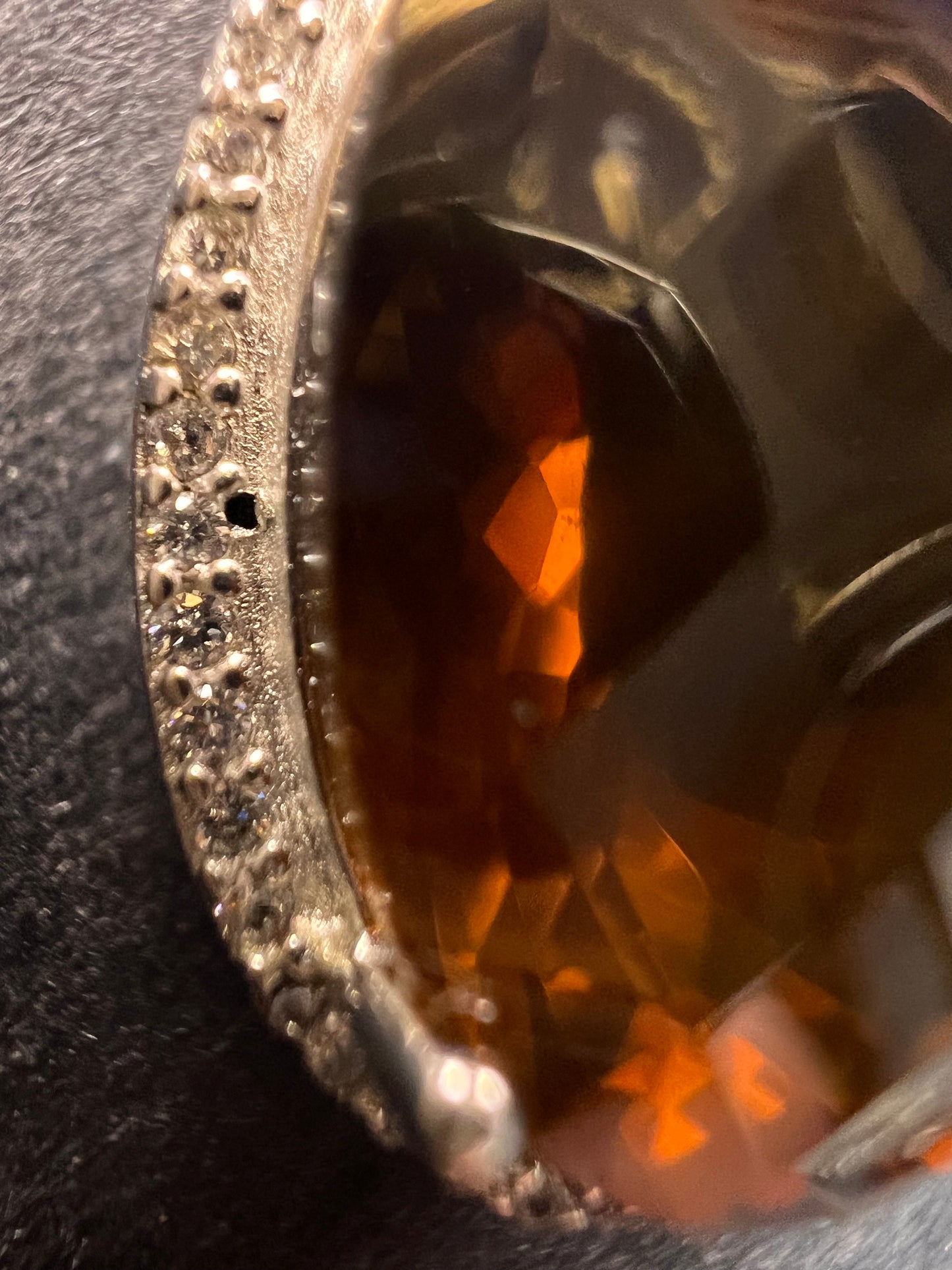 Sterling Cognac Quartz Pendant Necklace | 24” Adjustable Ball Chain