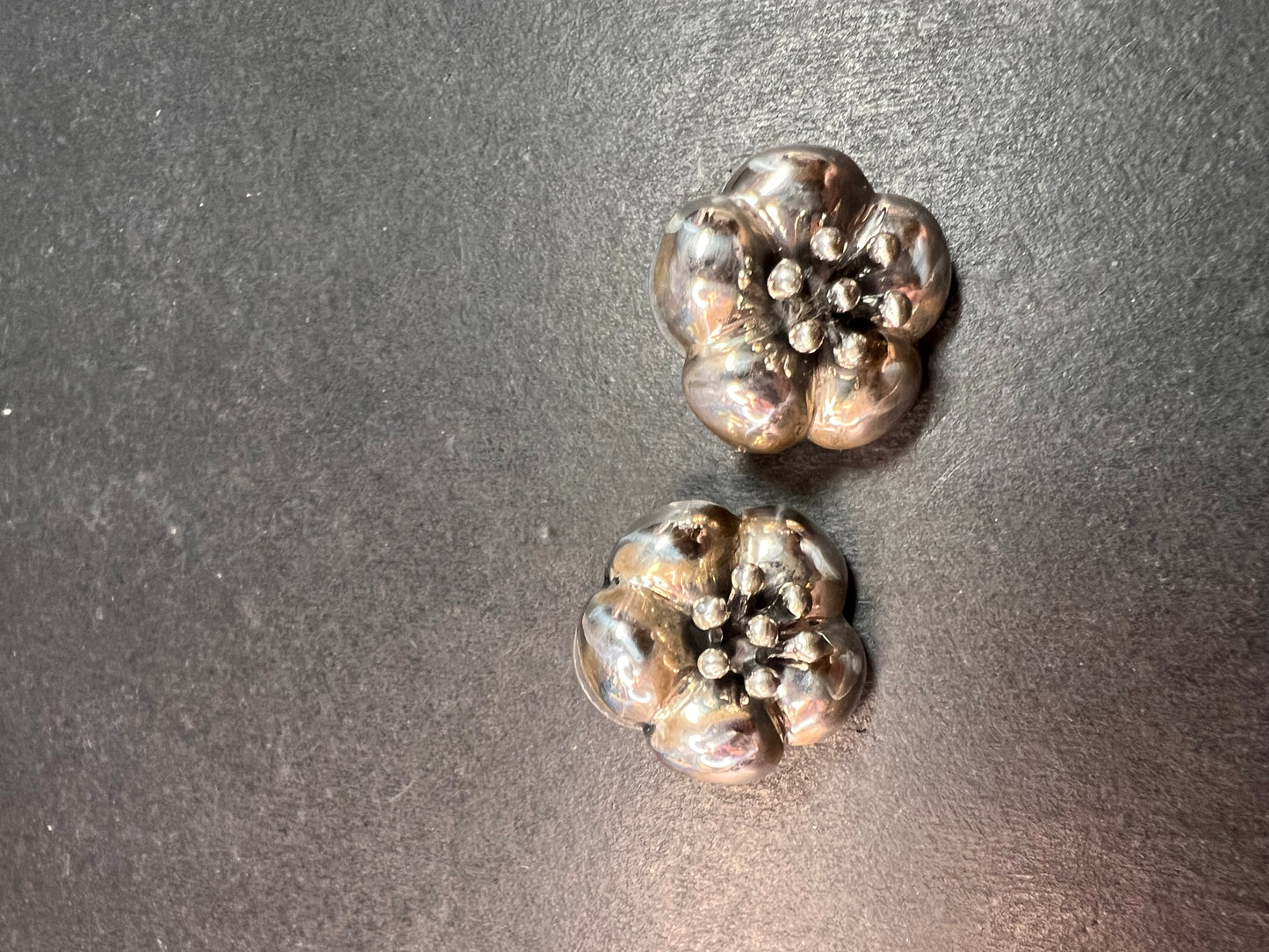 Vintage Taxco sterling silver floral stud earrings