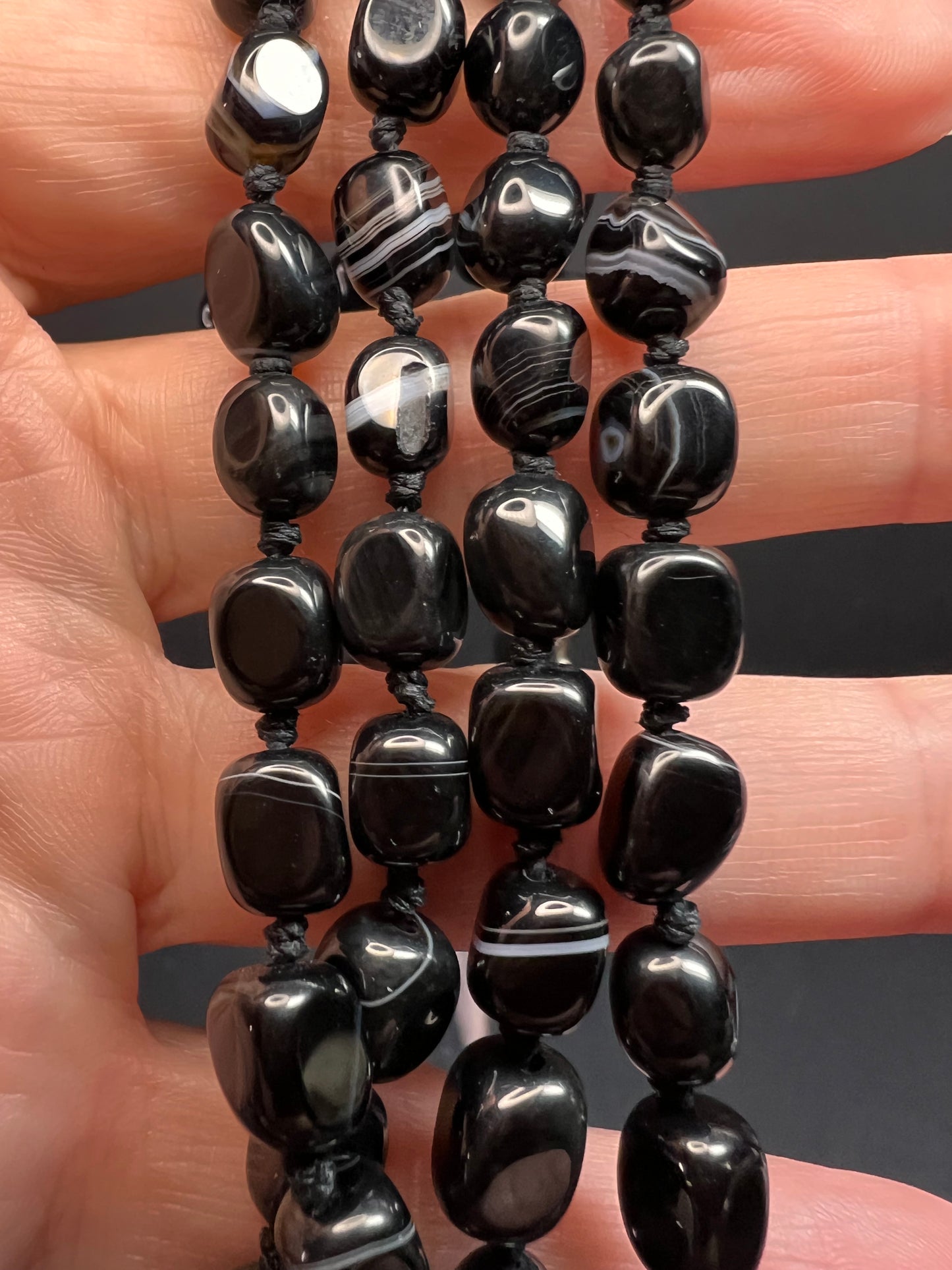 NEW Botswana agate 44 inch necklace with sterling silver clasp