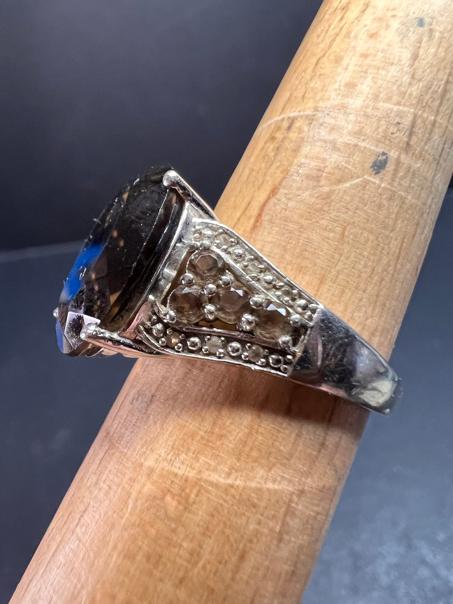 Smoky quartz Sterling silver ring size 8