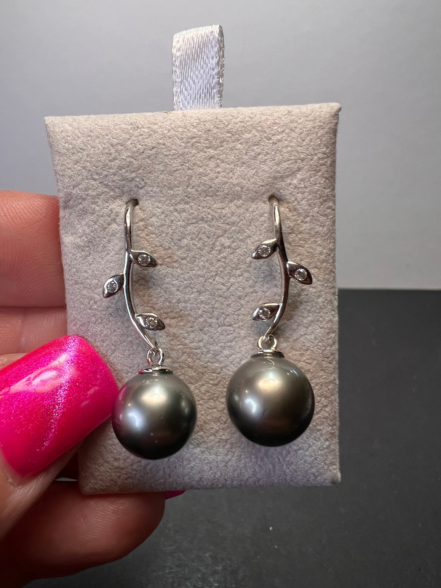 11mm Tahitian pearl sterling silver earrings