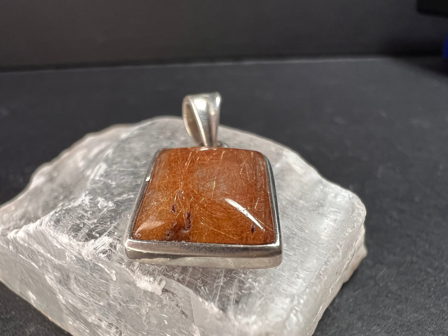 Vintage Nature Company Copper Rutilated Quartz Pendant 925 Sterling Silver
