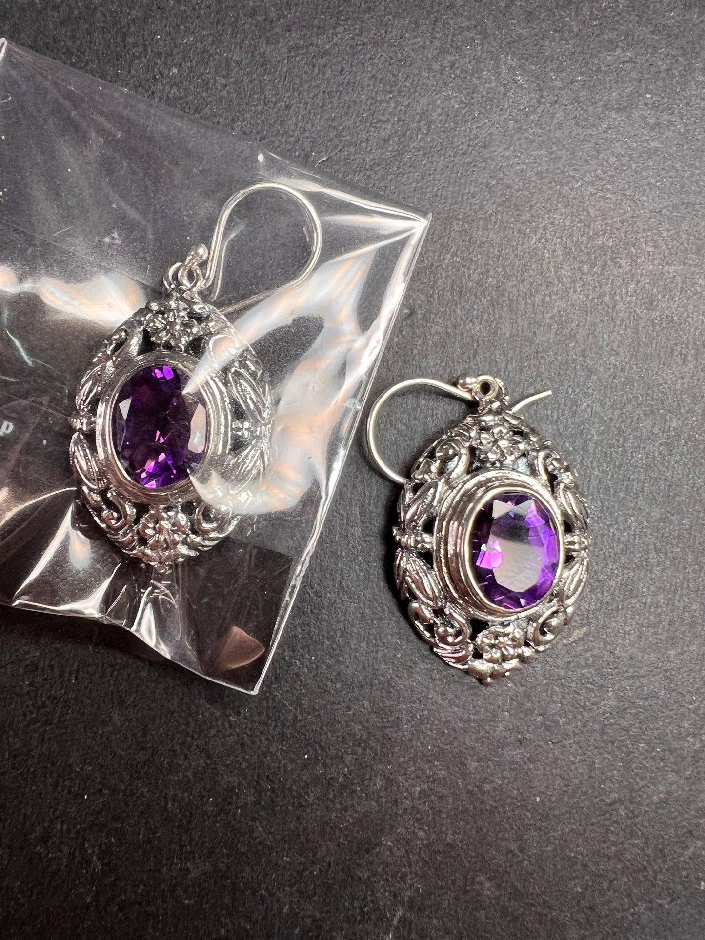 NEW Bali rose de France amethyst sterling silver dragonfly earrings