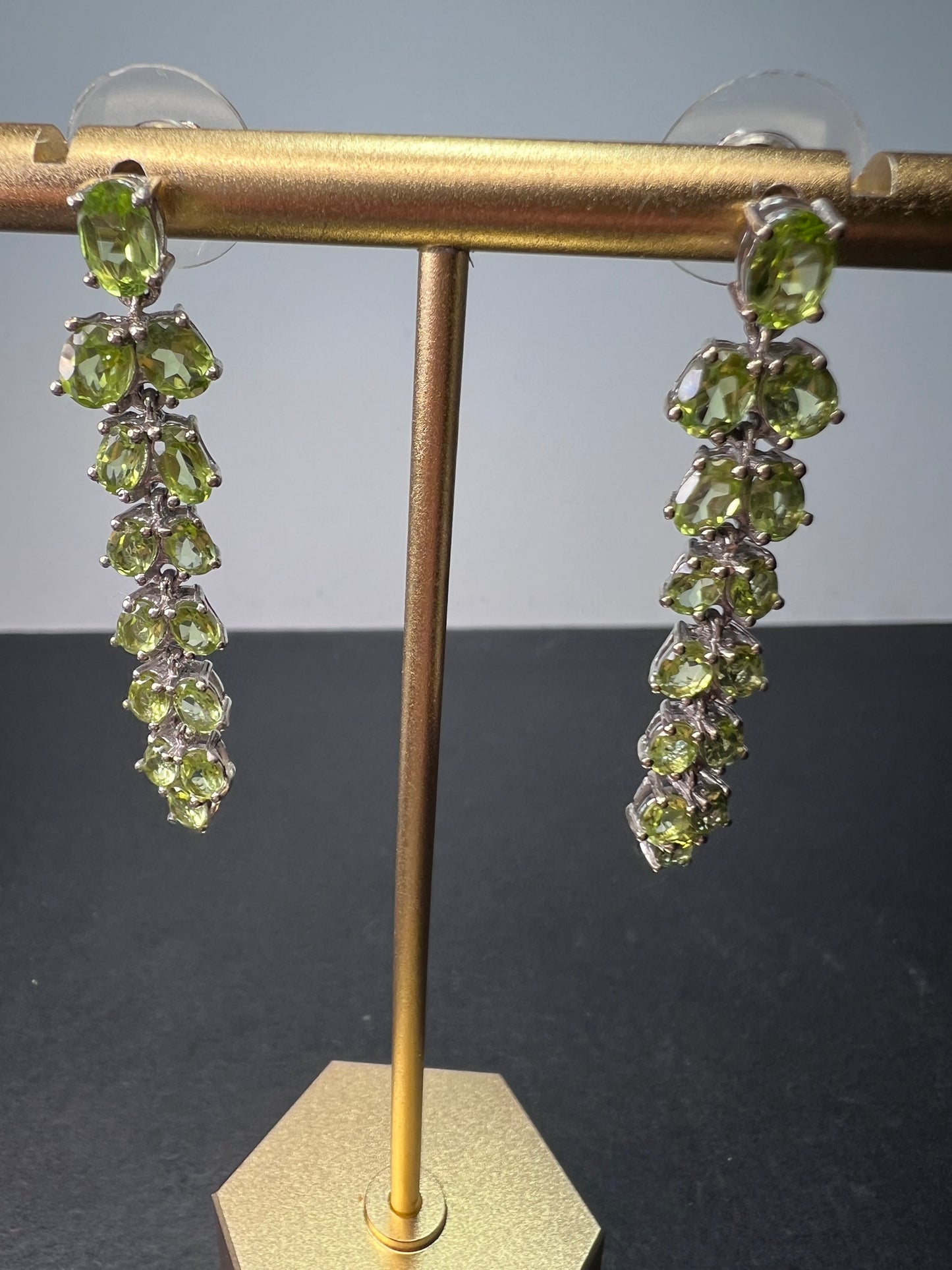 Peridot sterling silver chandelier earrings