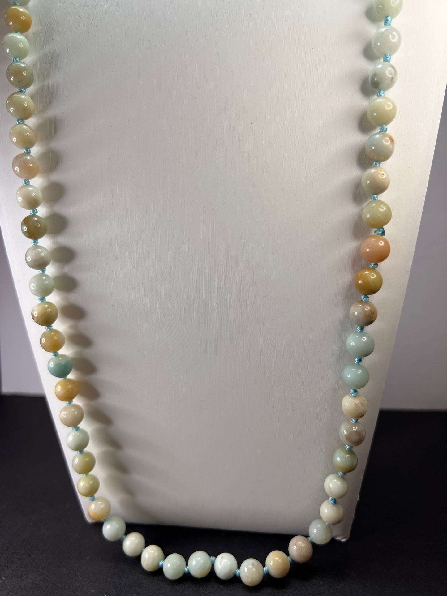 Amazonite knotted mala style endless necklace