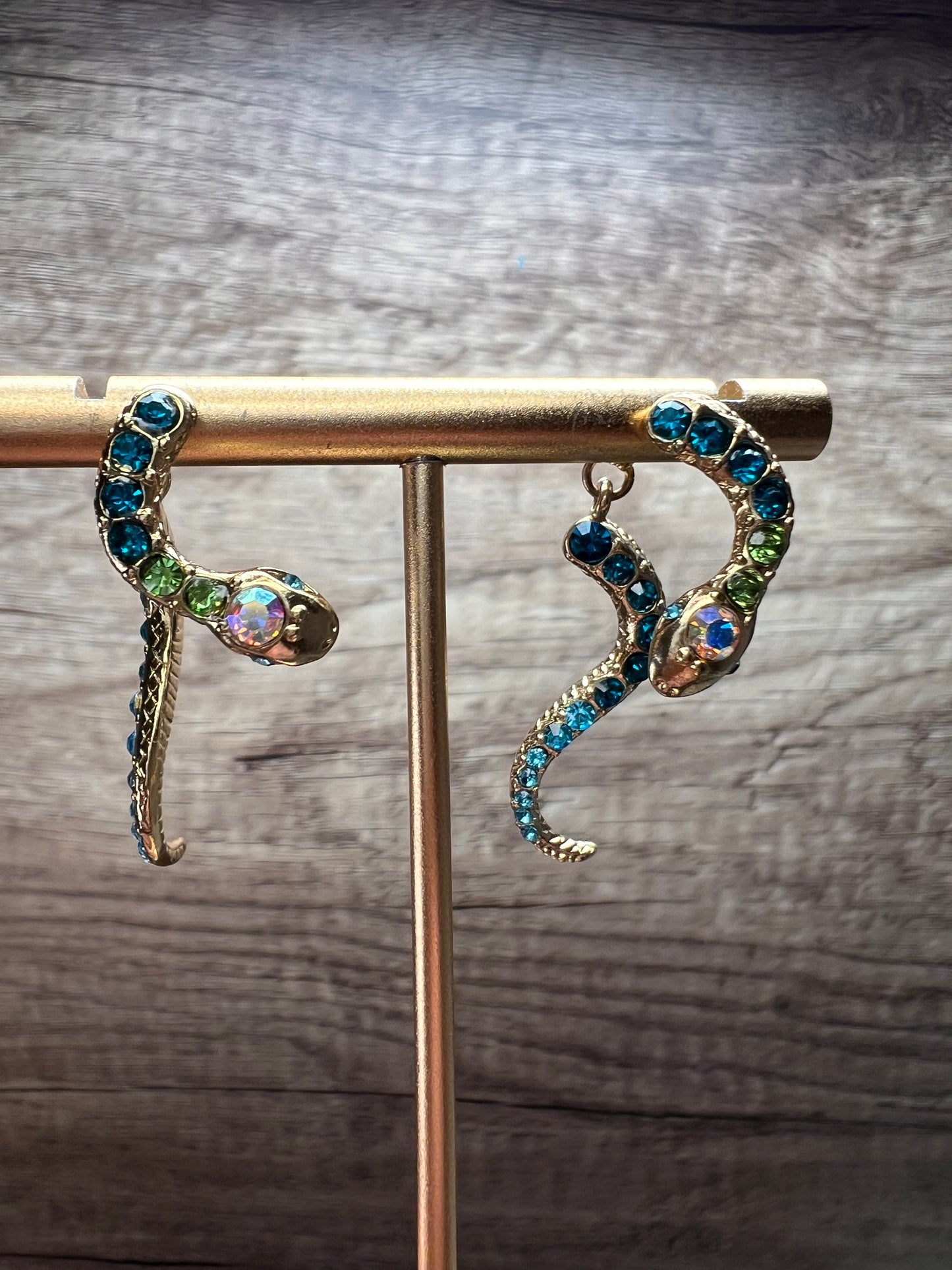 Betsey Johnson Gold-Tone Pavé Crystal Snake Front and Back Earrings