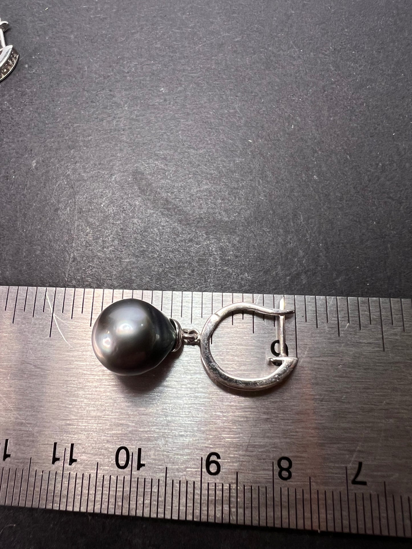 Tahitian south seas pearl earrings in rhodium over sterling silver