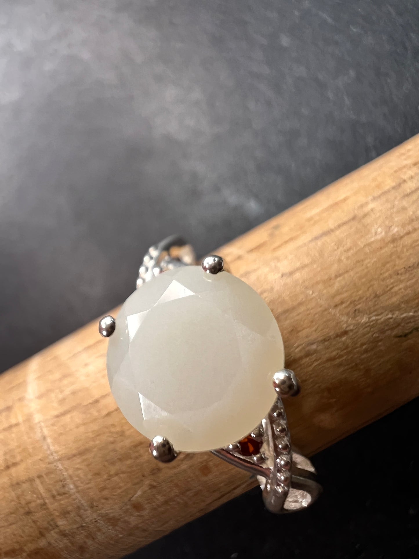 Silver moonstone ring in sterling silver size 6