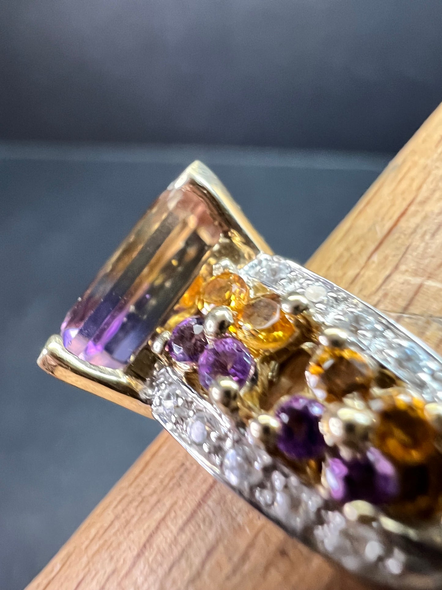 Ametrine Citrine Amethyst Ring 925 Vermeil SD Size 7