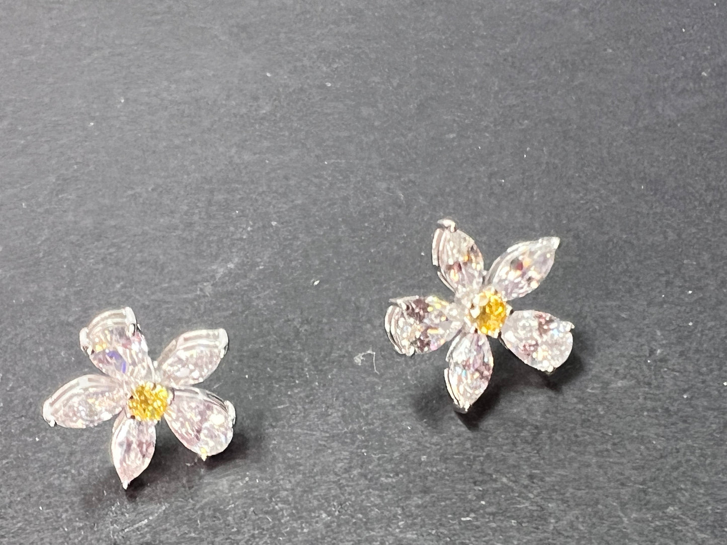 Vanna K CZ white and yellow flower stud sterling earrings