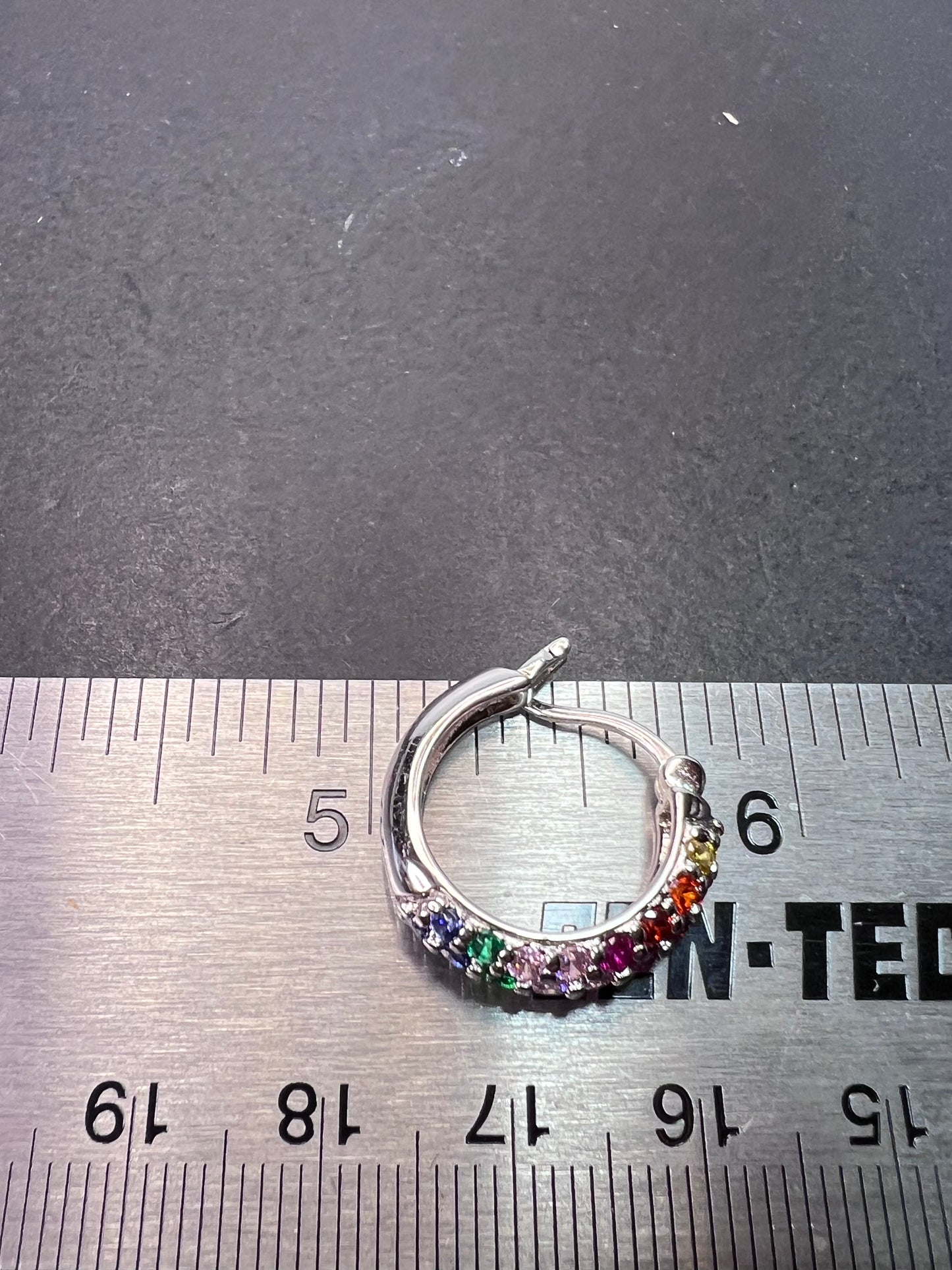 Ruby, tanzanite and multi color ca silver hoop earrings