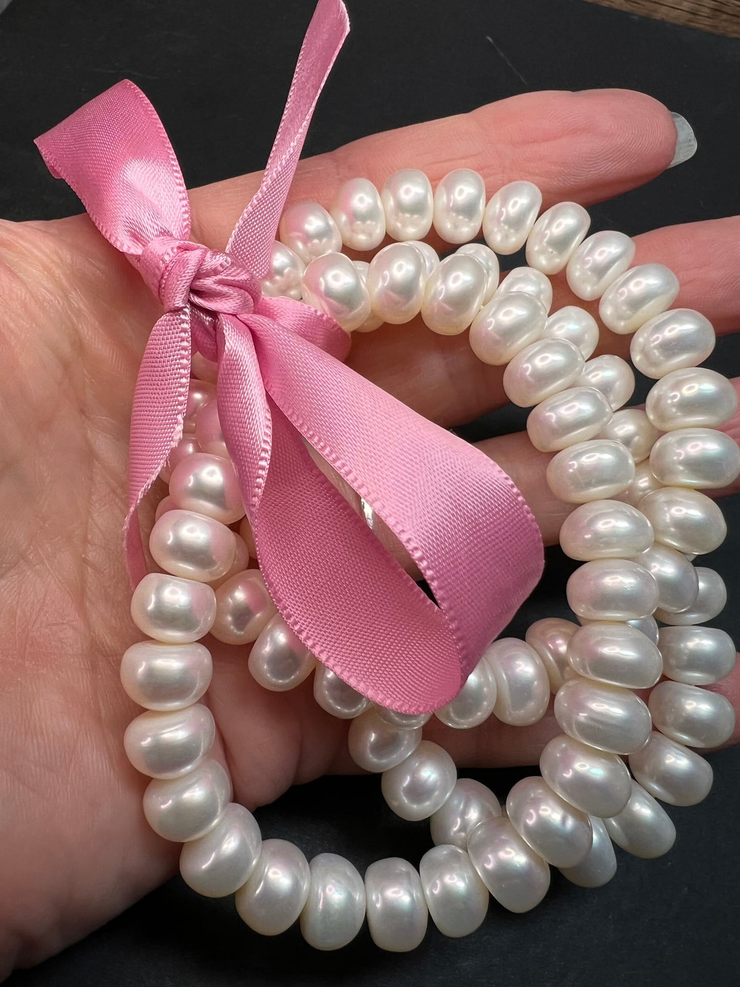 Freshwater pearl stretch bracelets set of 3