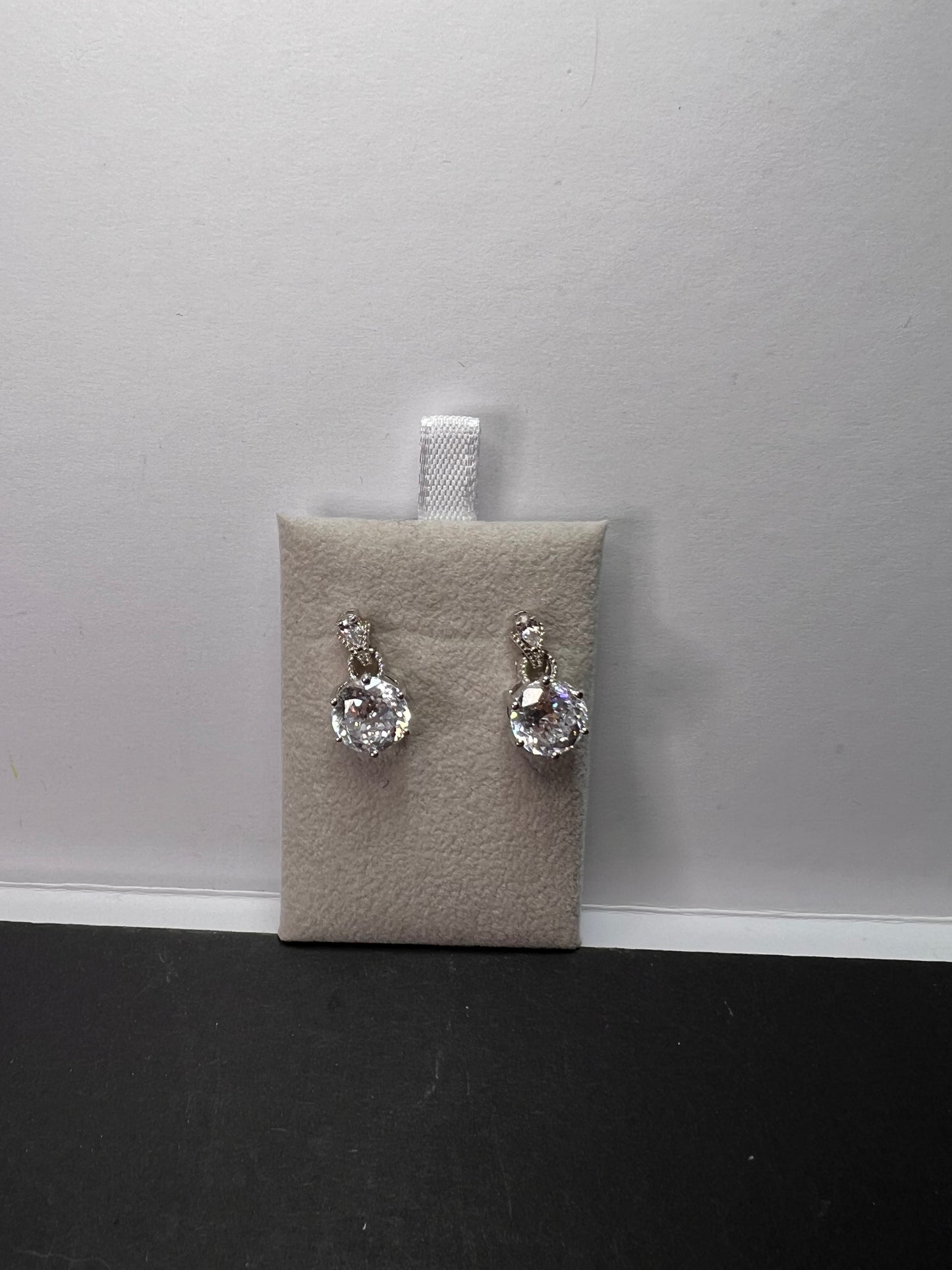 Cubic Zirconia Rhodium Over Sterling Silver Earrings 10.16ctw *NEW*