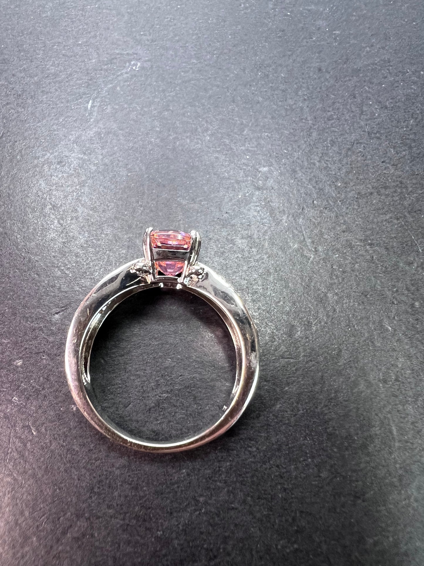 Bella Luce pink and white CZ rhodium over Sterling ring 5.01 ctw size 9