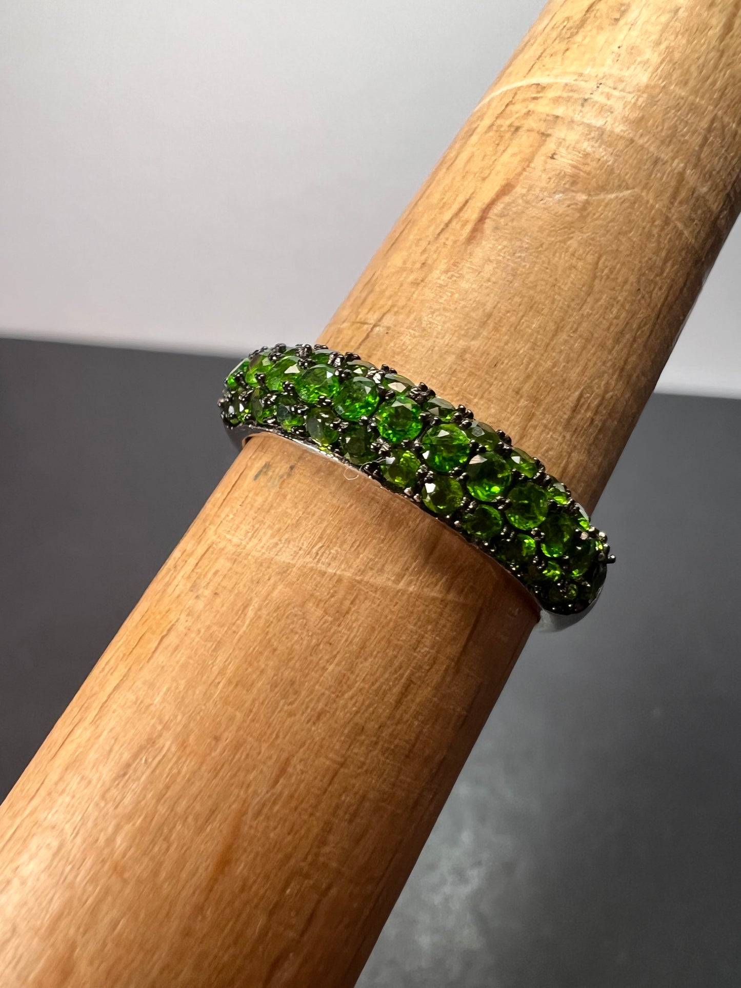 Green Chrome Diopside Rhodium Over Sterling Silver Ring 1.18ctw size 9